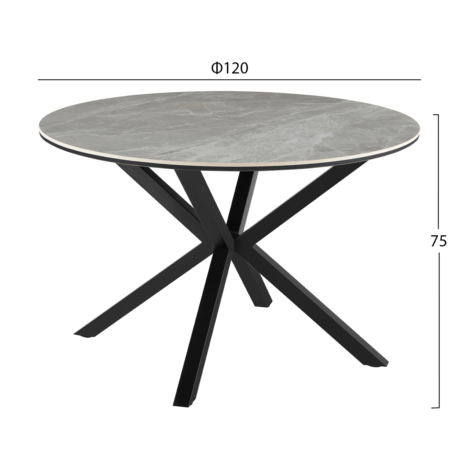 ΤΡΑΠΕΖΙ ΤΡΑΠΕΖΑΡΙΑΣ ΣΤΡΟΓΓΥΛΟ ERAGON HM18460.03 SINT. STONE ΣΕ ΓΚΡΙ ΜΑΡΜΑΡΟ Φ120x75Υεκ 2