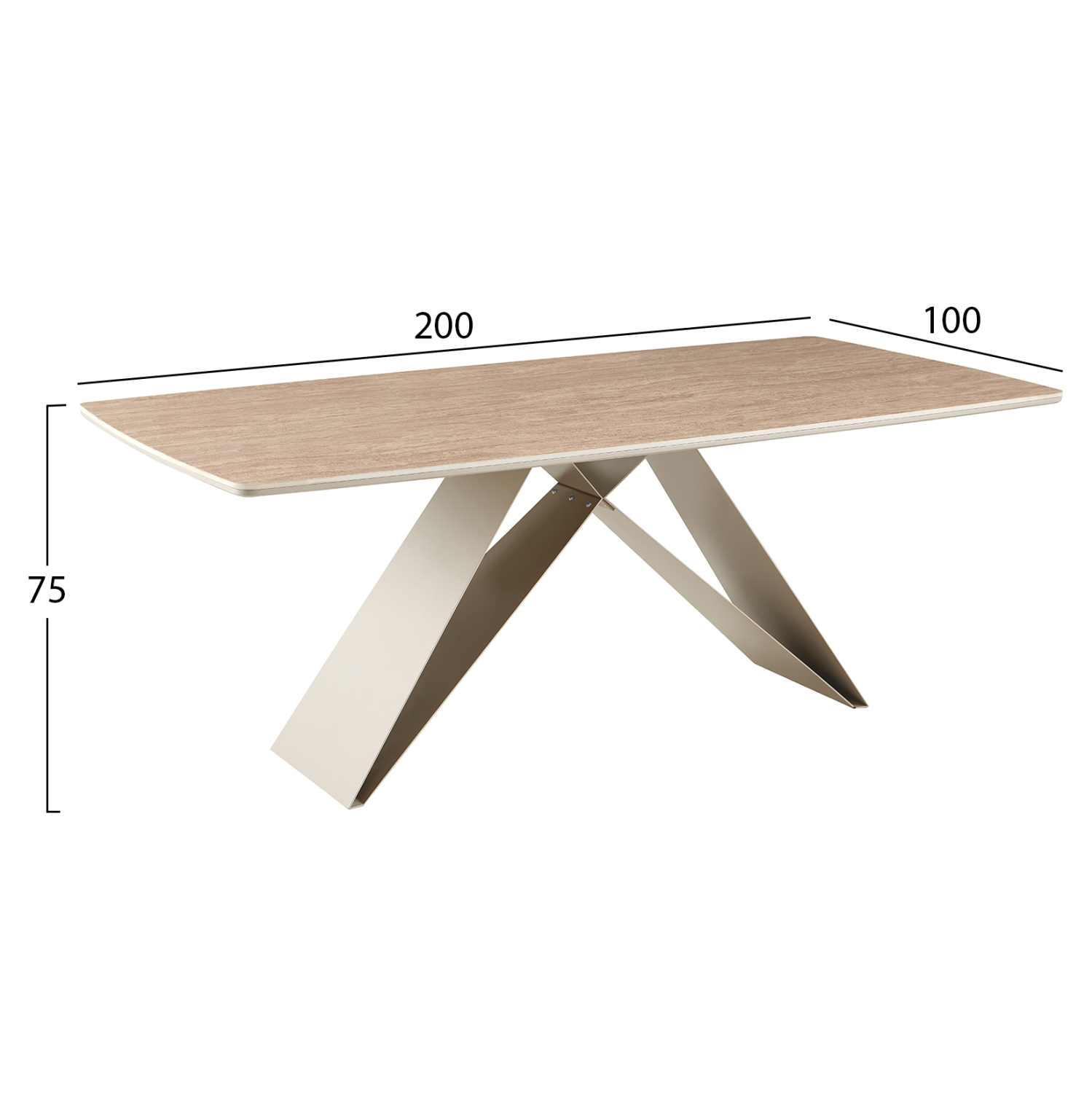 ΤΡΑΠΕΖΙ ΤΡΑΠΕΖΑΡΙΑΣ CATAN HM18464.04 SINTERED STONE TOP IN TRAVERTINE 200x100x75Υεκ 2