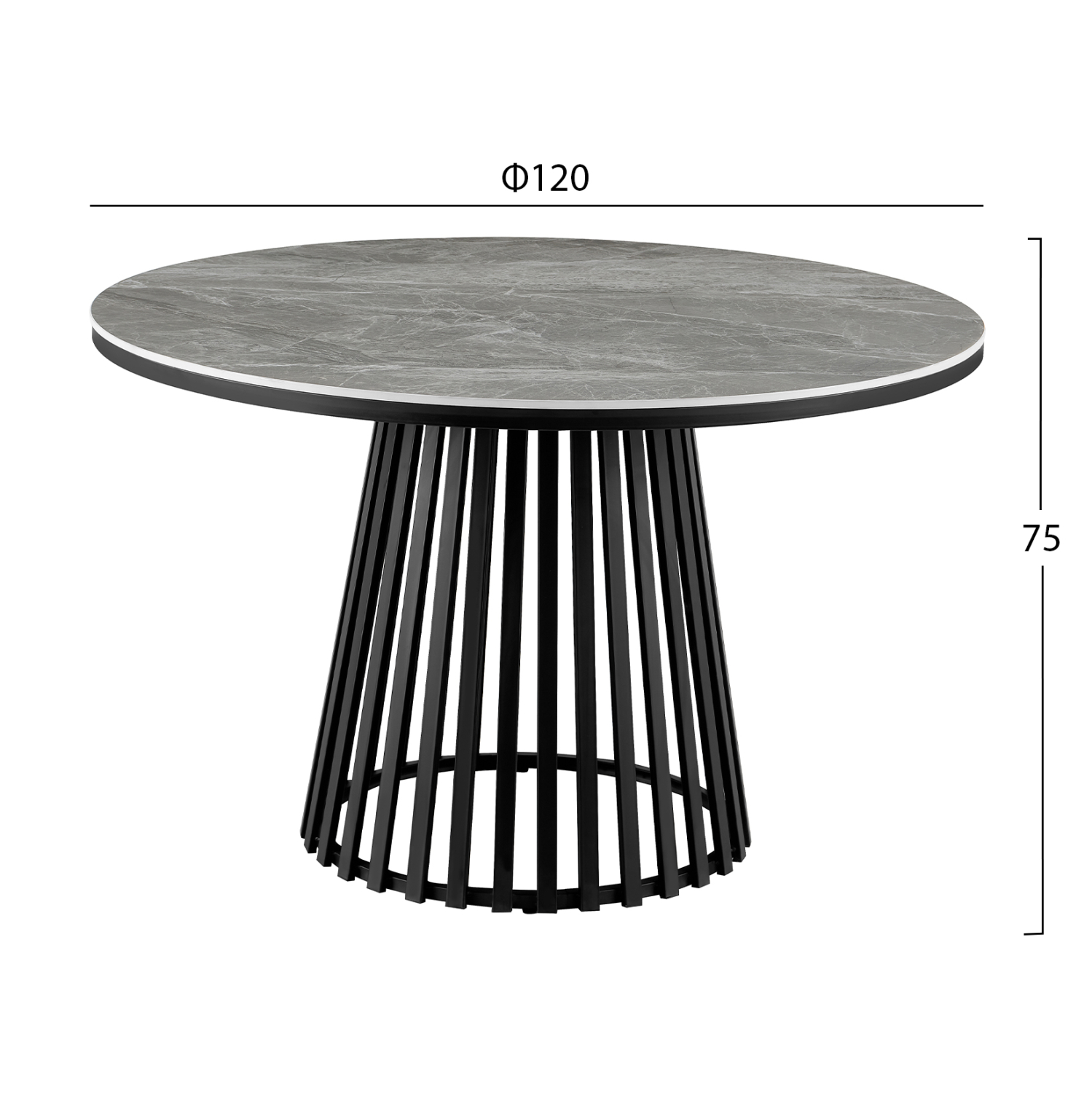 ΤΡΑΠΕΖΙ CHARM HM18465.03 SINTERED STONE ΣΕ ΓΚΡΙ ΜΑΡΜΑΡΟ--ΜΑΥΡΗ ΒΑΣΗ Φ120x75Υεκ 2