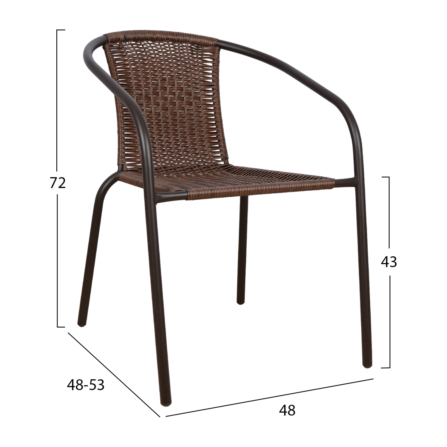 ΠΟΛΥΘΡΟΝΑ ΚΑΡΕΚΛΑ CAMEL HM5015.02 ΚΑΦΕ ΜΕΤΑΛΛΙΚΗ ΜΕ WICKER ΚΑΦΕ 48x48-53x72 cm 2
