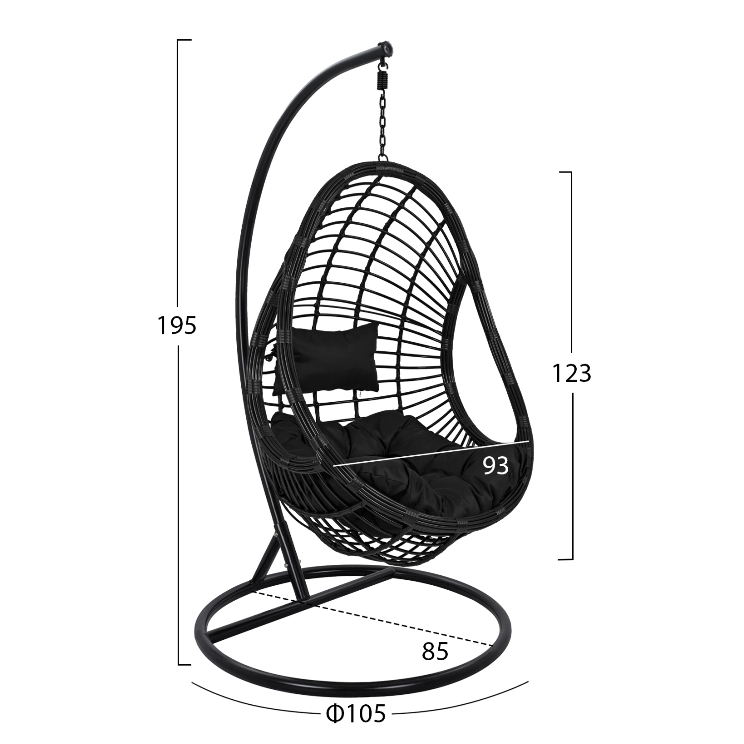 ΚΡΕΜΑΣΤΗ ΠΟΛΥΘΡΟΝΑ ΦΩΛΙΑ CALLIE HM5541.02 ΜΕ ΜΑΥΡΟ WICKER &amp; ΜΑΞΙΛΑΡΙΑ Φ105Χ195Υ εκ. 2