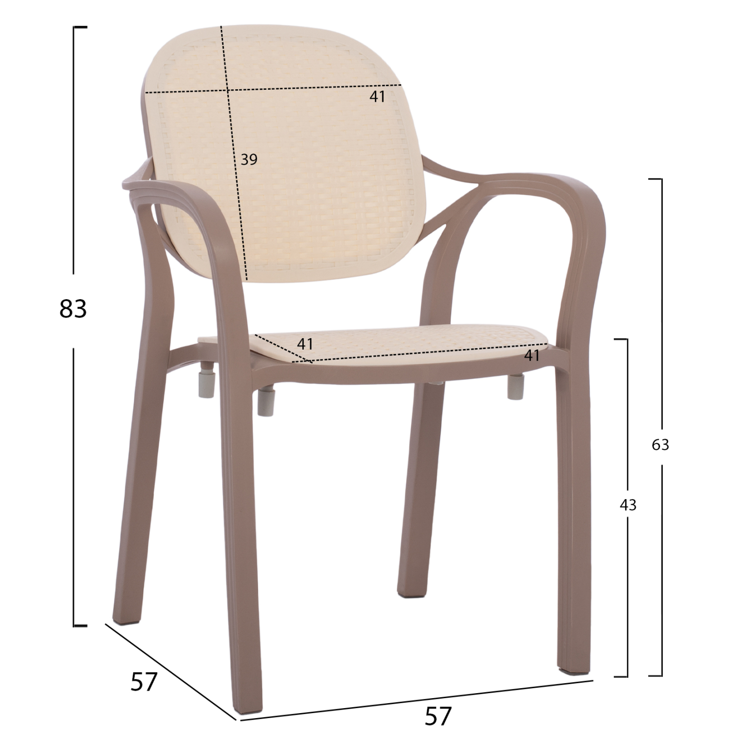 ΠΟΛΥΘΡΟΝΑ ΠΟΛΥΠΡΟΠΥΛΕΝΙΟΥ KHEM HM5820.02 ΣΕ ΑΠΟΧΡΩΣΗ ΚΑΠΟΥΤΣΙΝΟ &amp; ΜΠΕΖ 57x57x83Y εκ. 2