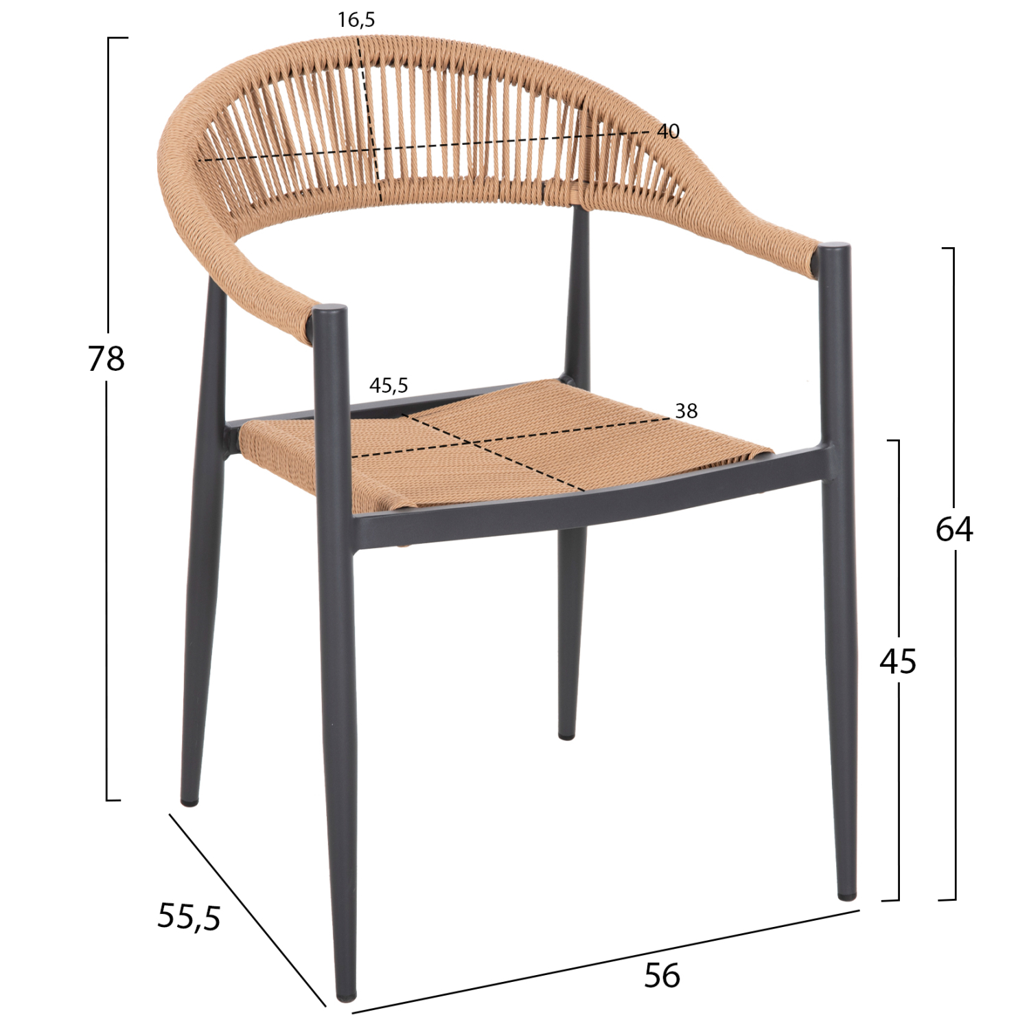 ΠΟΛΥΘΡΟΝΑ ΑΛΟΥΜΙΝΙΟΥ GRET HM5854.02 ΑΝΘΡΑΚΙ PΕ RATTAN ΜΠΕΖ 56x55,5x78Υ εκ. 2