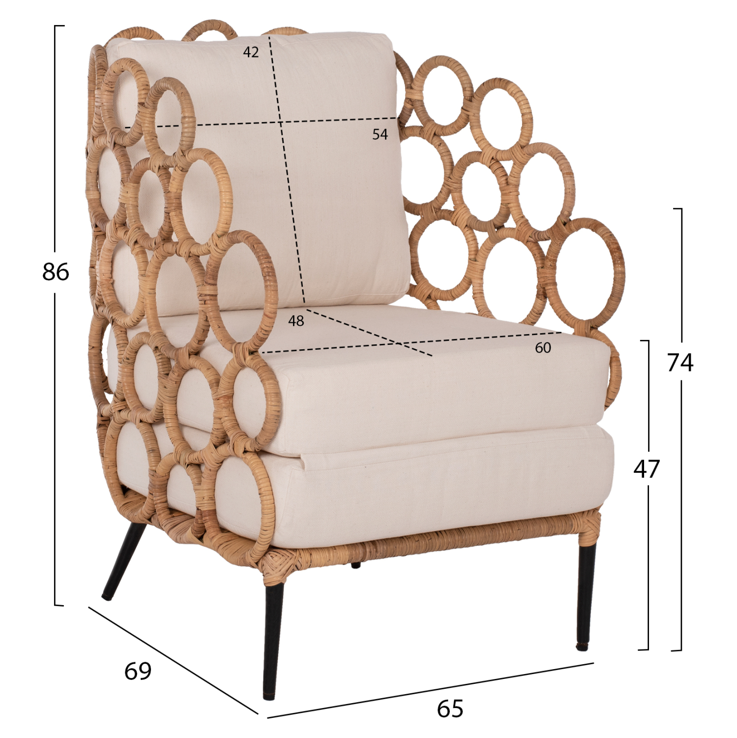 ΠΟΛΥΘΡΟΝΑ RINGER HM9341 ΑΠΟ RATTAN-ΜΕΤΑΛΛΟ ΦΥΣΙΚΟ ΧΡΩΜΑ 65x69x86Y εκ. 2