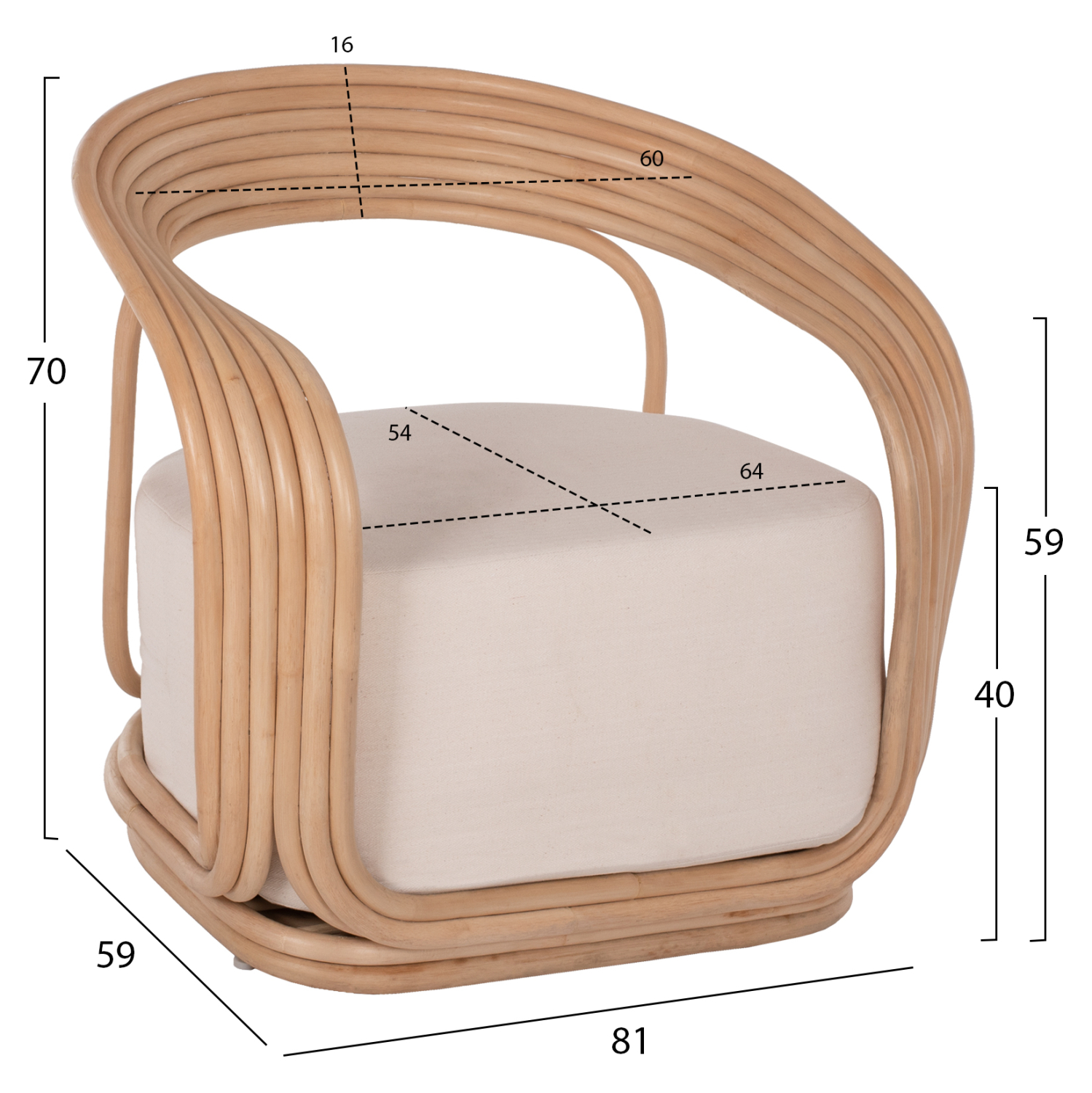 ΠΟΛΥΘΡΟΝΑ DUCHESS ΑΠΟ RATTAN ΦΥΣΙΚΟ-ΕΚΡΟΥ ΜΑΞΙΛΑΡΙ HM9478 81x59x70Y εκ. 2