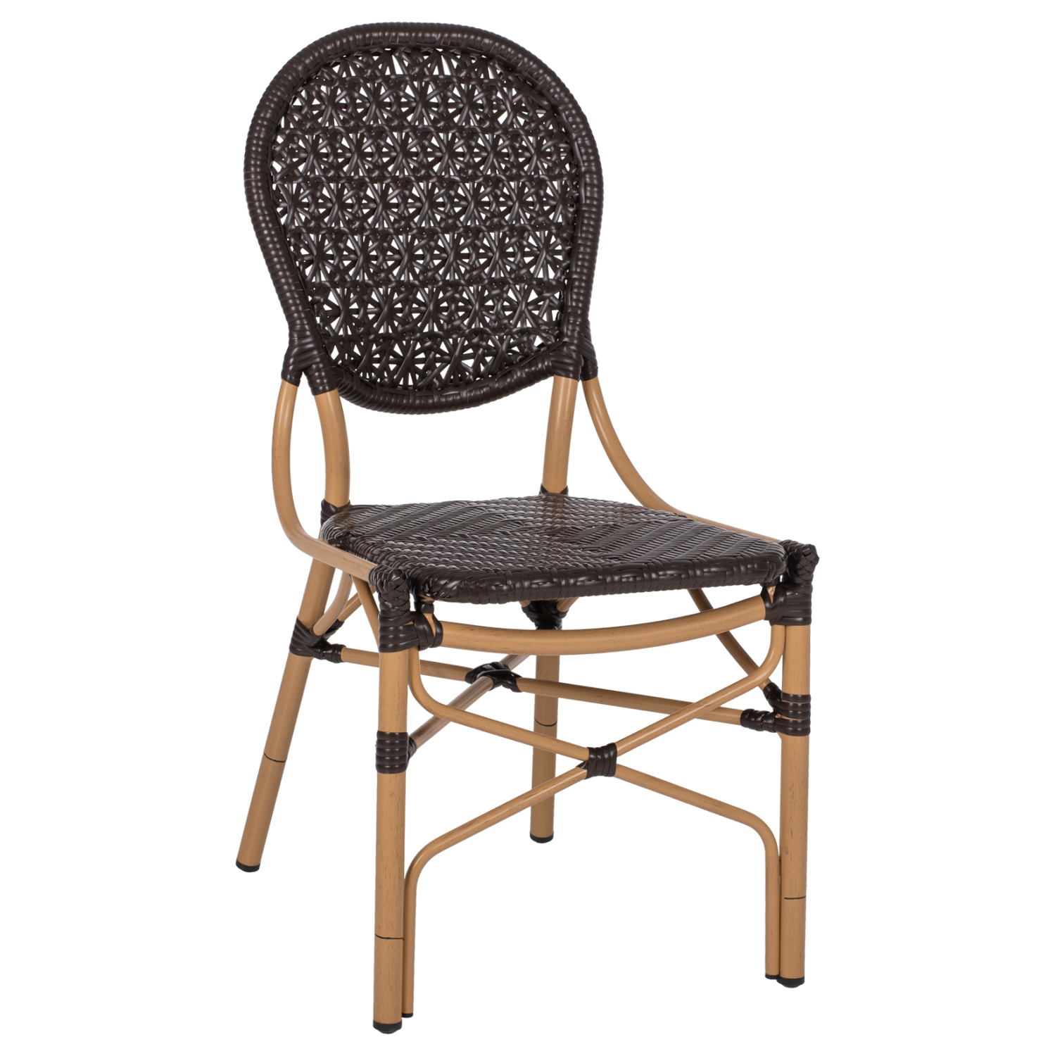 ΚΑΡΕΚΛΑ ΑΛΟΥΜΙΝΙΟΥ BAMBOO LOOK ΜΕ ΚΑΦΕ PE RATTAN HM5925.01 47x58x95Yεκ. 1