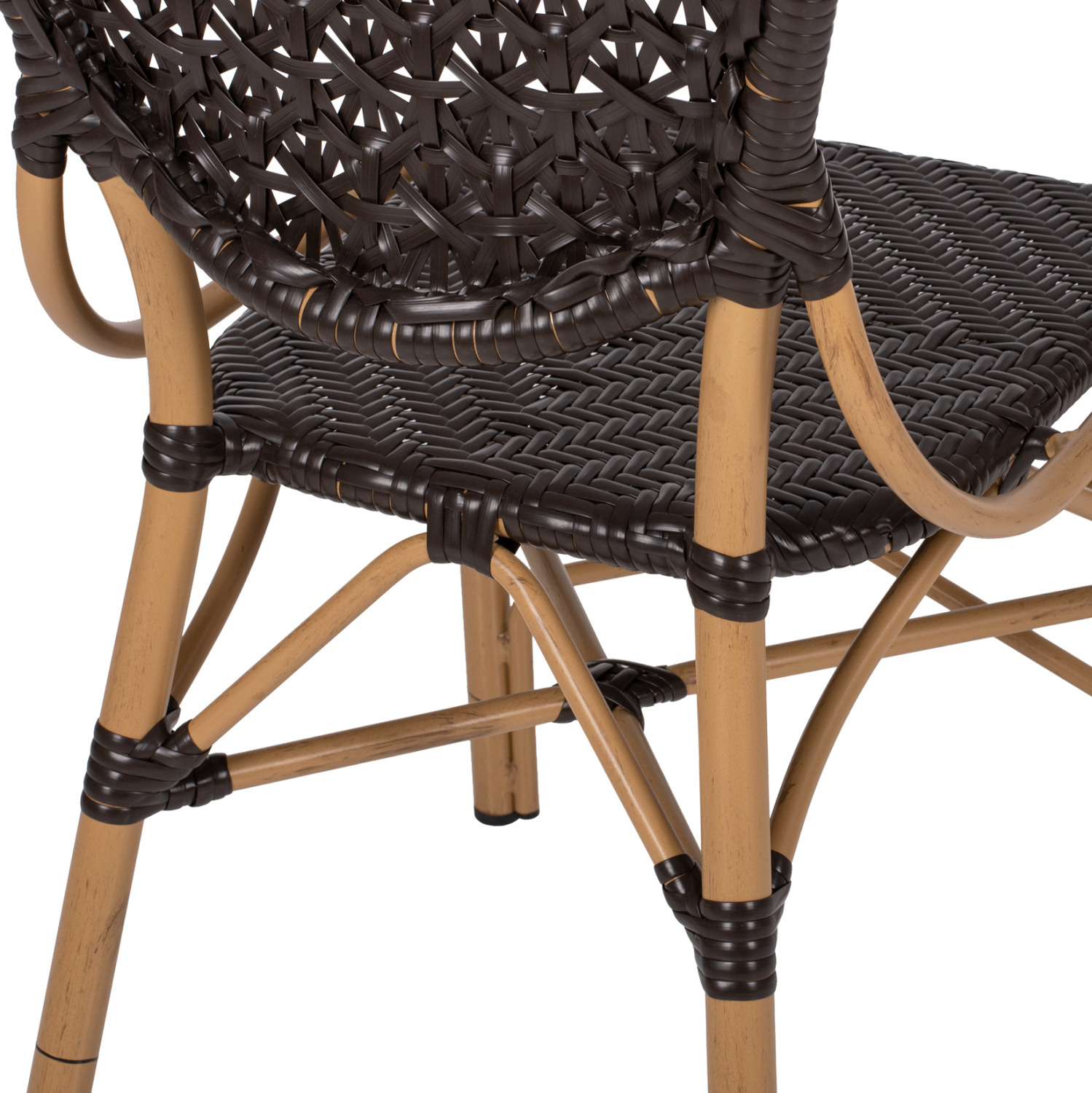 ΚΑΡΕΚΛΑ ΑΛΟΥΜΙΝΙΟΥ BAMBOO LOOK ΜΕ ΚΑΦΕ PE RATTAN HM5925.01 47x58x95Yεκ. 10