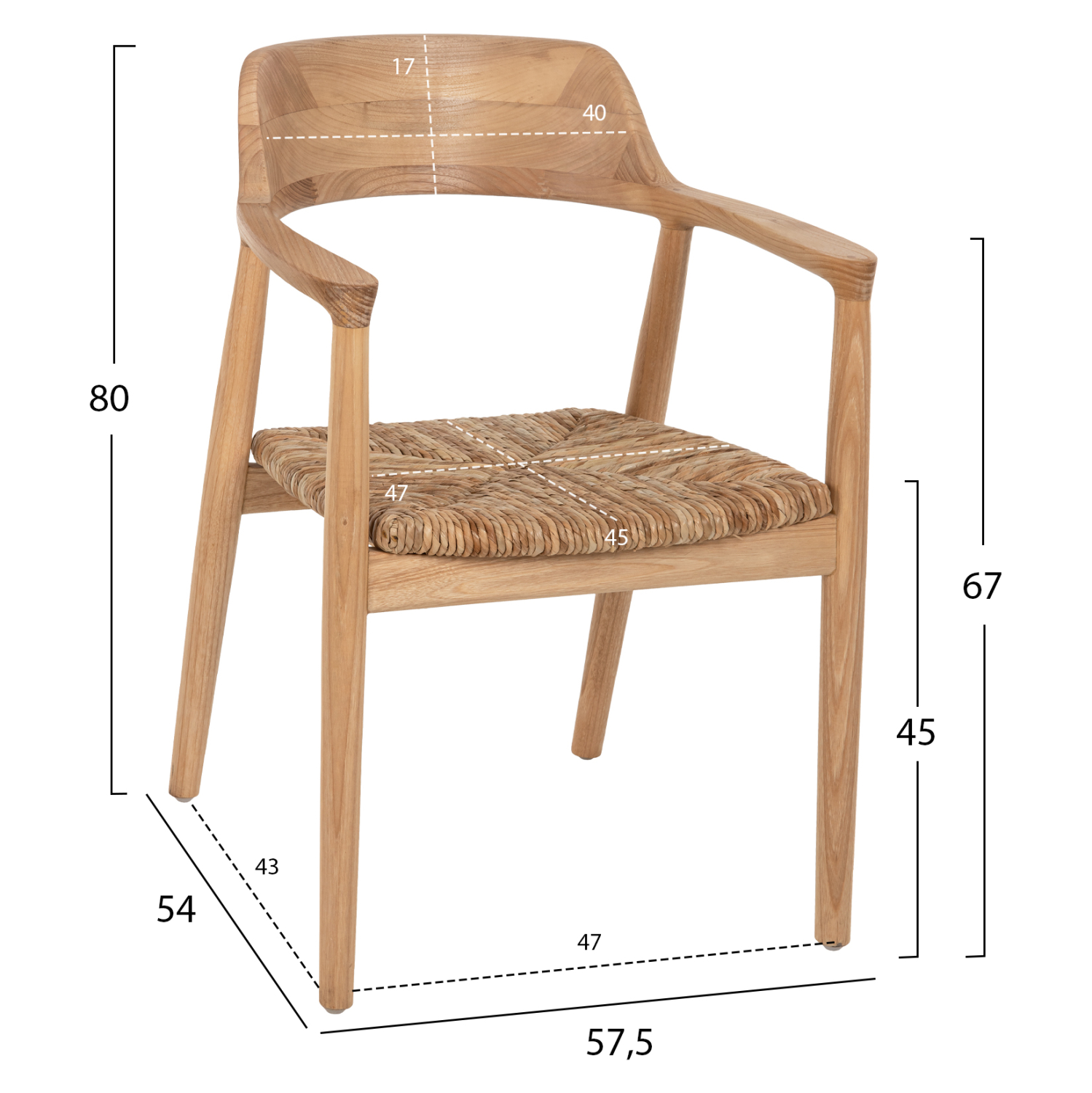 ΠΟΛΥΘΡΟΝΑ KINGSLEY HM9634.01 ΞΥΛΟ TEAK &amp; ΨΑΘΑ ΣΕ ΦΥΣΙΚΟ ΧΡΩΜΑ 57,5x54x80Yεκ. 2