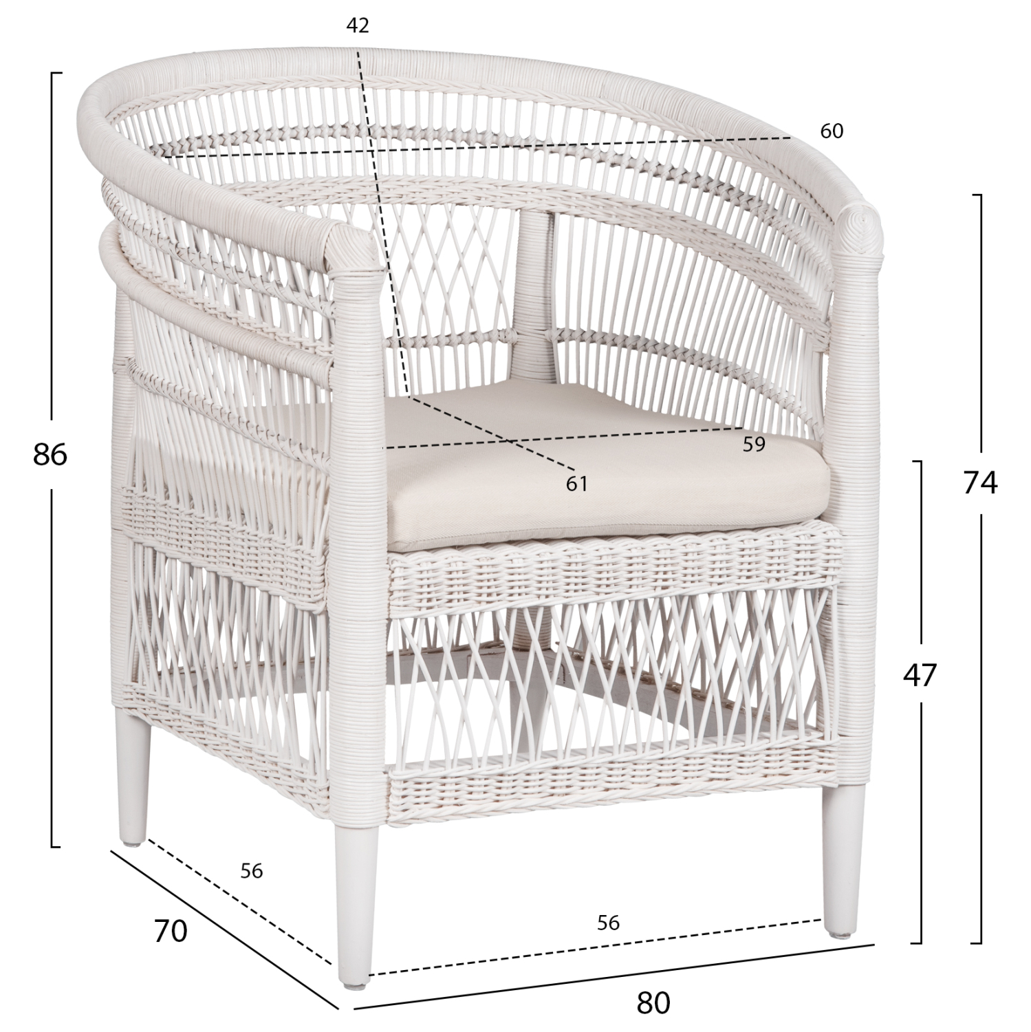 ΠΟΛΥΘΡΟΝΑ MALAWI HM9635.02 ΞΥΛΟ ΜΑΟΝΙ ΜΕ RATTAN ΛΕΥΚΟ-ΛΕΥΚΟ ΜΑΞΙΛΑΡΙ 80x70x86Υεκ. 2