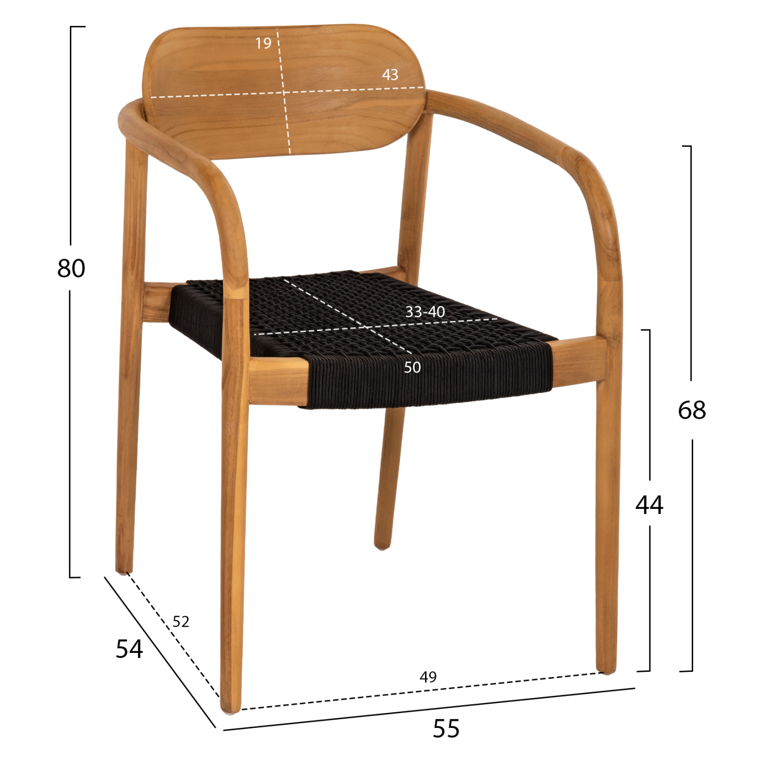 ΠΟΛΥΘΡΟΝΑ OSLO HM9636.02 ΞΥΛΟ TEAK ΦΥΣΙΚΟ &amp; ΜΑΥΡΟ ΣΧΟΙΝΙ 55x54x80Y εκ. 2