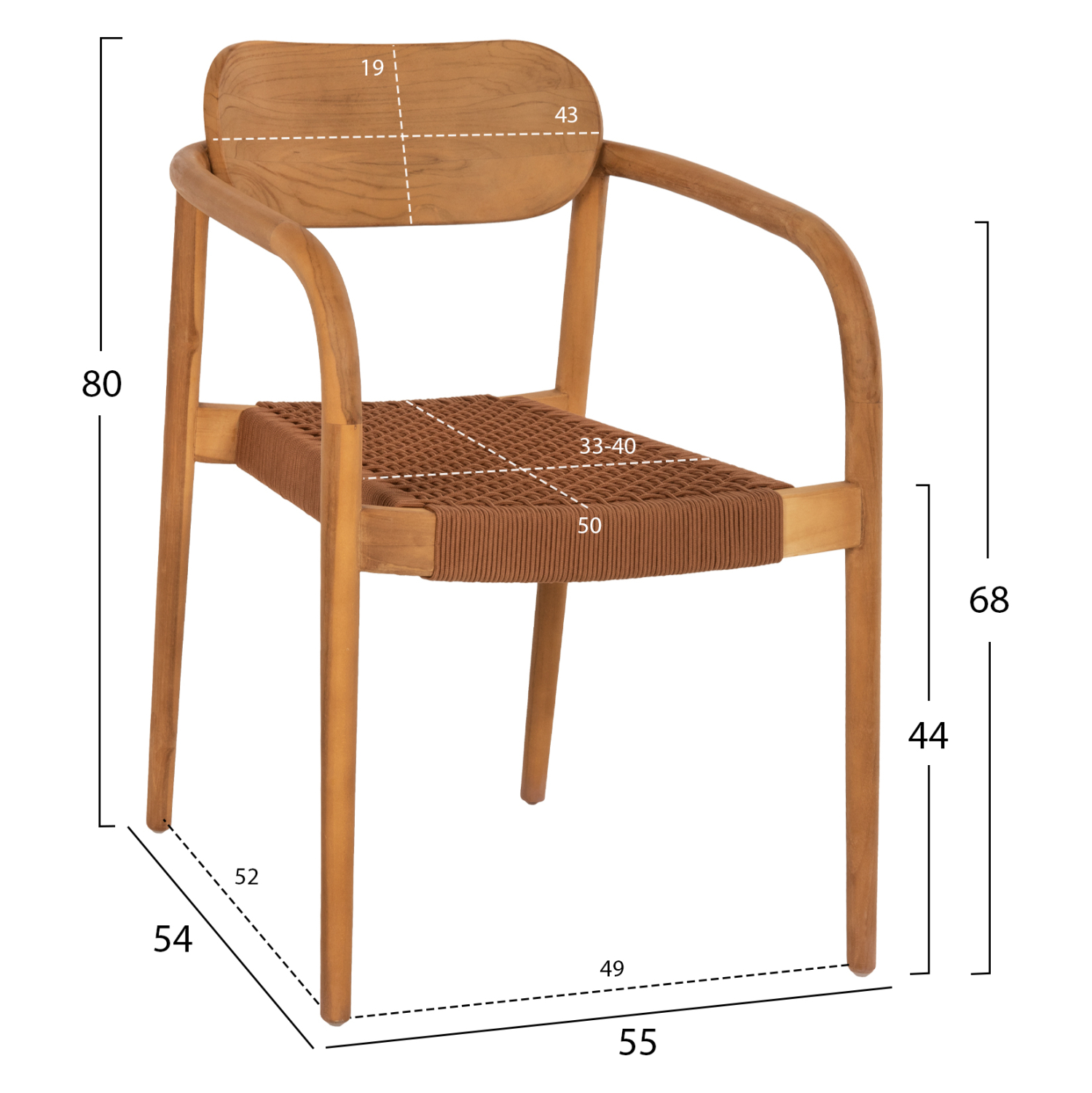 ΠΟΛΥΘΡΟΝΑ OSLO HM9636.01 ΞΥΛΟ TEAK ΦΥΣΙΚΟ &amp; ΚΑΦΕ ΣΧΟΙΝΙ 55x54x80Y εκ. 2
