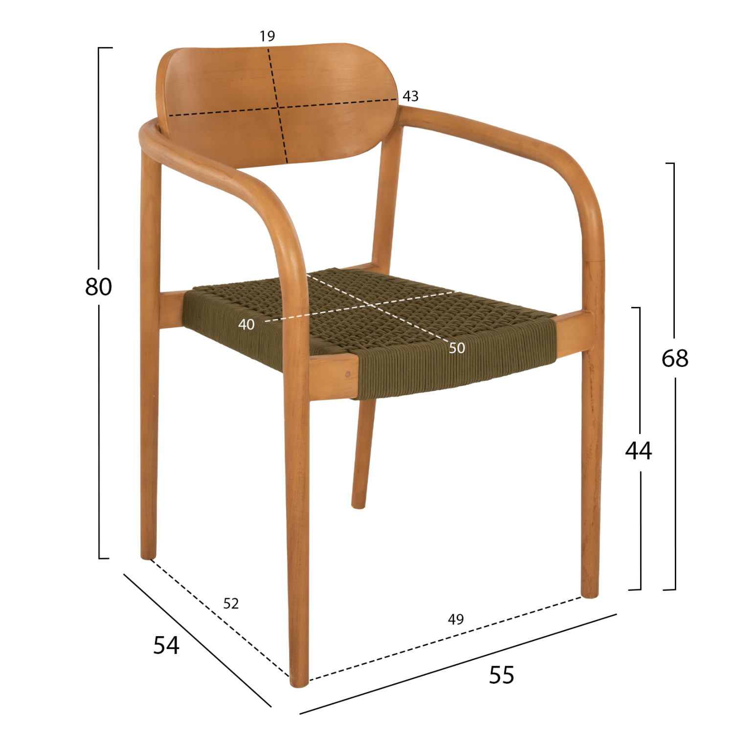 ΠΟΛΥΘΡΟΝΑ OSLO HM9636.05 ΞΥΛΟ TEAK ΦΥΣΙΚΟ &amp; ΠΡΑΣΙΝΟ ΣΧΟΙΝΙ 55x54x80Yεκ. 2