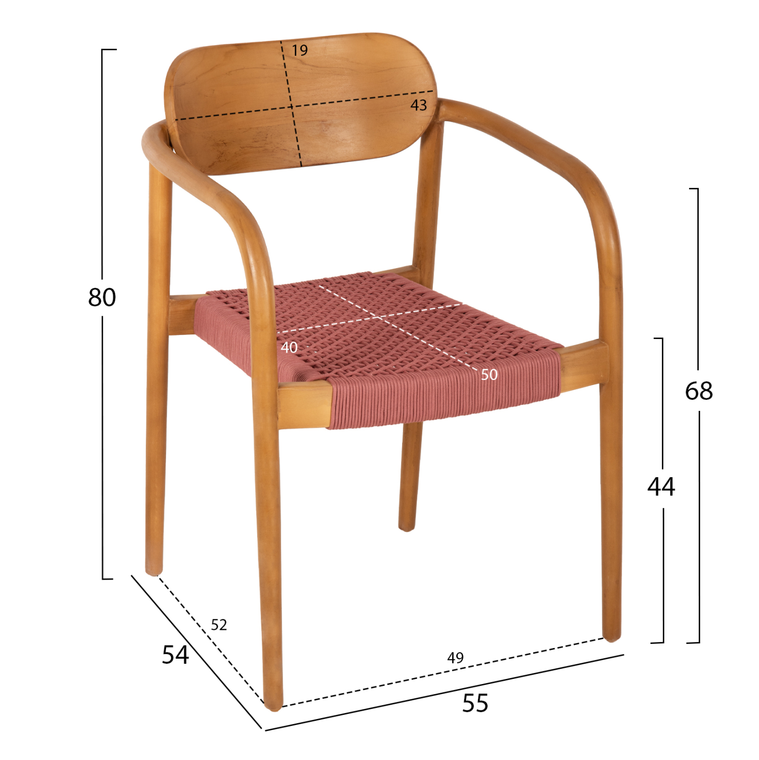 ΠΟΛΥΘΡΟΝΑ OSLO HM9636.06 ΞΥΛΟ TEAK ΦΥΣΙΚΟ &amp; ΡΟΖ ΣΧΟΙΝΙ 55x54x80Yεκ. 2