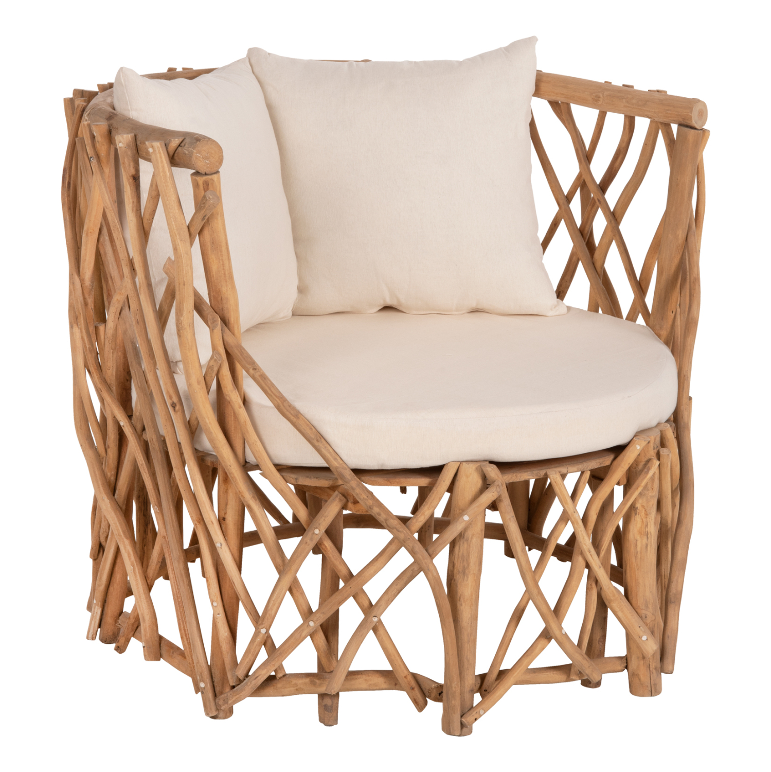 ΠΟΛΥΘΡΟΝΑ ΚΑΑΝ HM5994 ΚΛΑΔΙΑ TEAK ΣΕ ΦΥΣΙΚΟ-ΜΑΞΙΛΑΡΙΑ ΛΕΥΚΑ 95x89x80Υεκ. 1