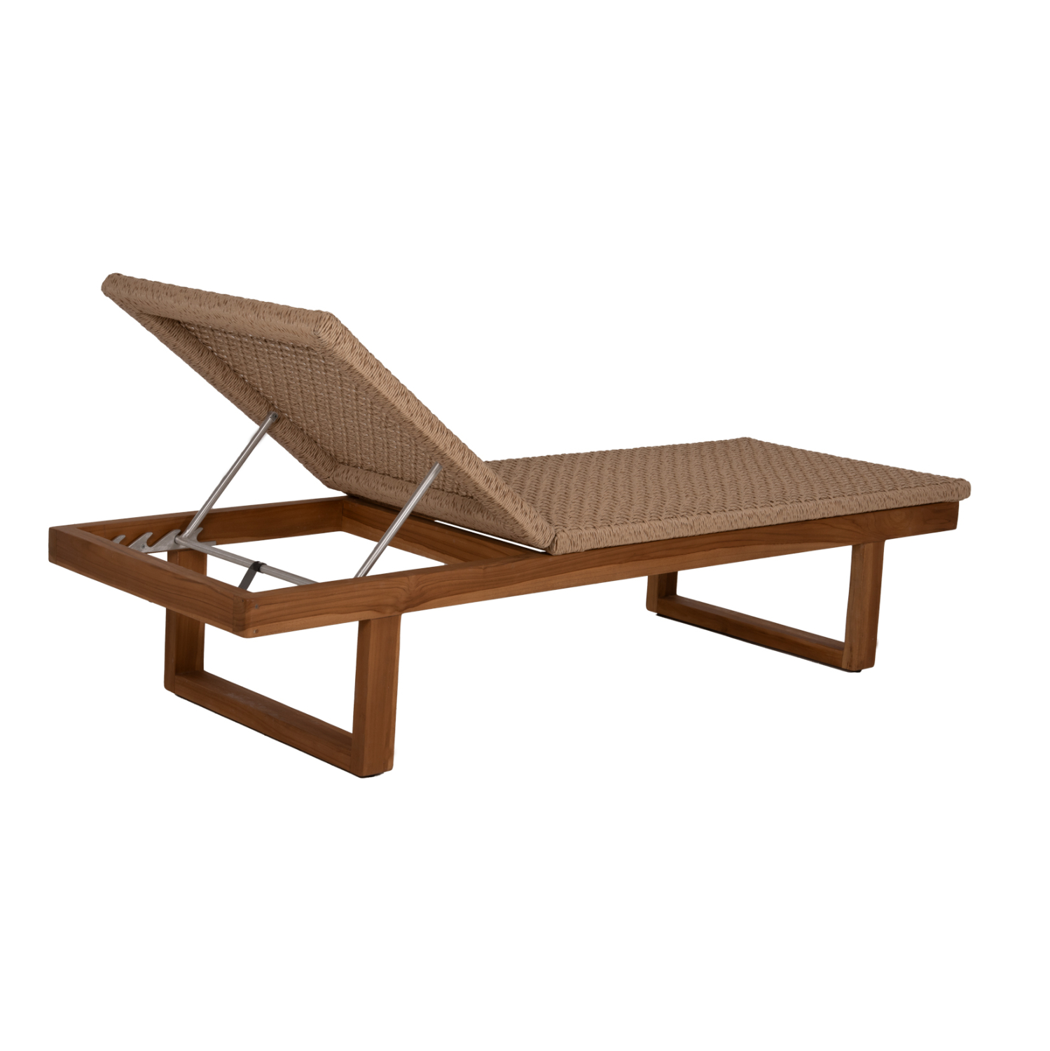ΞΑΠΛΩΣΤΡΑ PATRON HM5993 TEAK ΞΥΛΟ ΚΑΙ ΣΧΟΙΝΙ VIRO ΣΕ ΠΛΕΞΗ WICKER 191x65x86Yεκ. 4