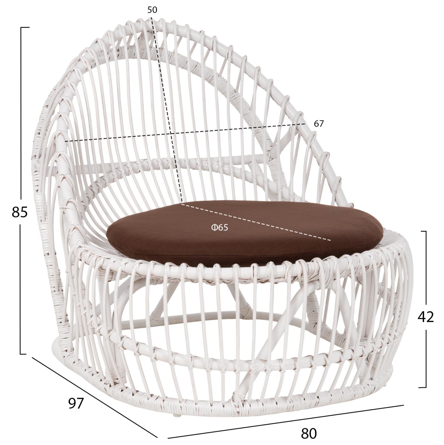 ΠΟΛΥΘΡΟΝΑ ENTROPY HM9840.02 RATTAN ΛΕΥΚΟ ΜΕ ΚΑΦΕ ΜΑΞΙΛΑΡΙ 80x97x85Υεκ. 2