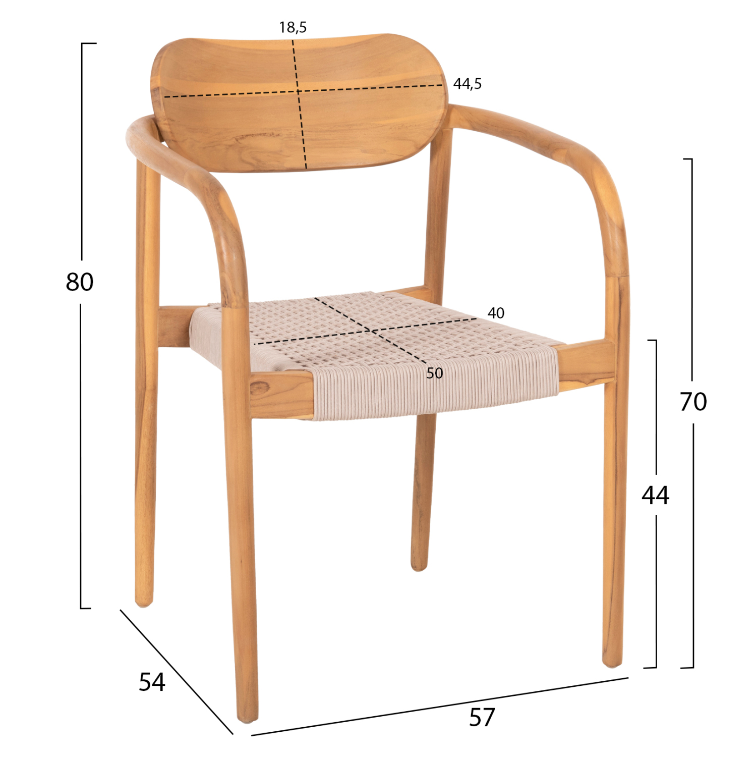 ΠΟΛΥΘΡΟΝΑ OSLO HM9636.07 ΞΥΛΟ TEAK ΦΥΣΙΚΟ &amp; ΜΠΕΖ ΣΧΟΙΝΙ 55x54x80Yεκ. 2