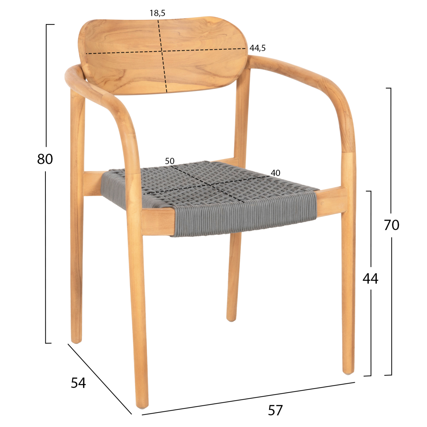 ΠΟΛΥΘΡΟΝΑ OSLO HM9636.08 ΞΥΛΟ TEAK ΦΥΣΙΚΟ &amp; ΓΚΡΙ ΣΧΟΙΝΙ 55x54x80Yεκ. 2