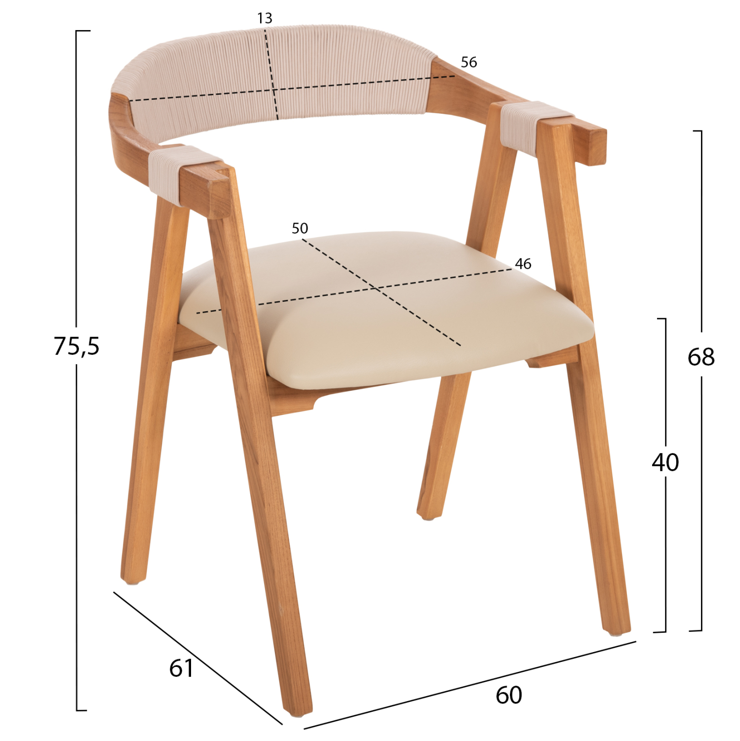 ΠΟΛΥΘΡΟΝΑ RIMINI HM9867.07 ΞΥΛΟ TEAK ΦΥΣΙΚΟ-ΜΠΕΖ ΣΧΟΙΝΙ &amp; PU ΚΑΘΙΣΜΑ 60x61x75,5Υεκ. 2