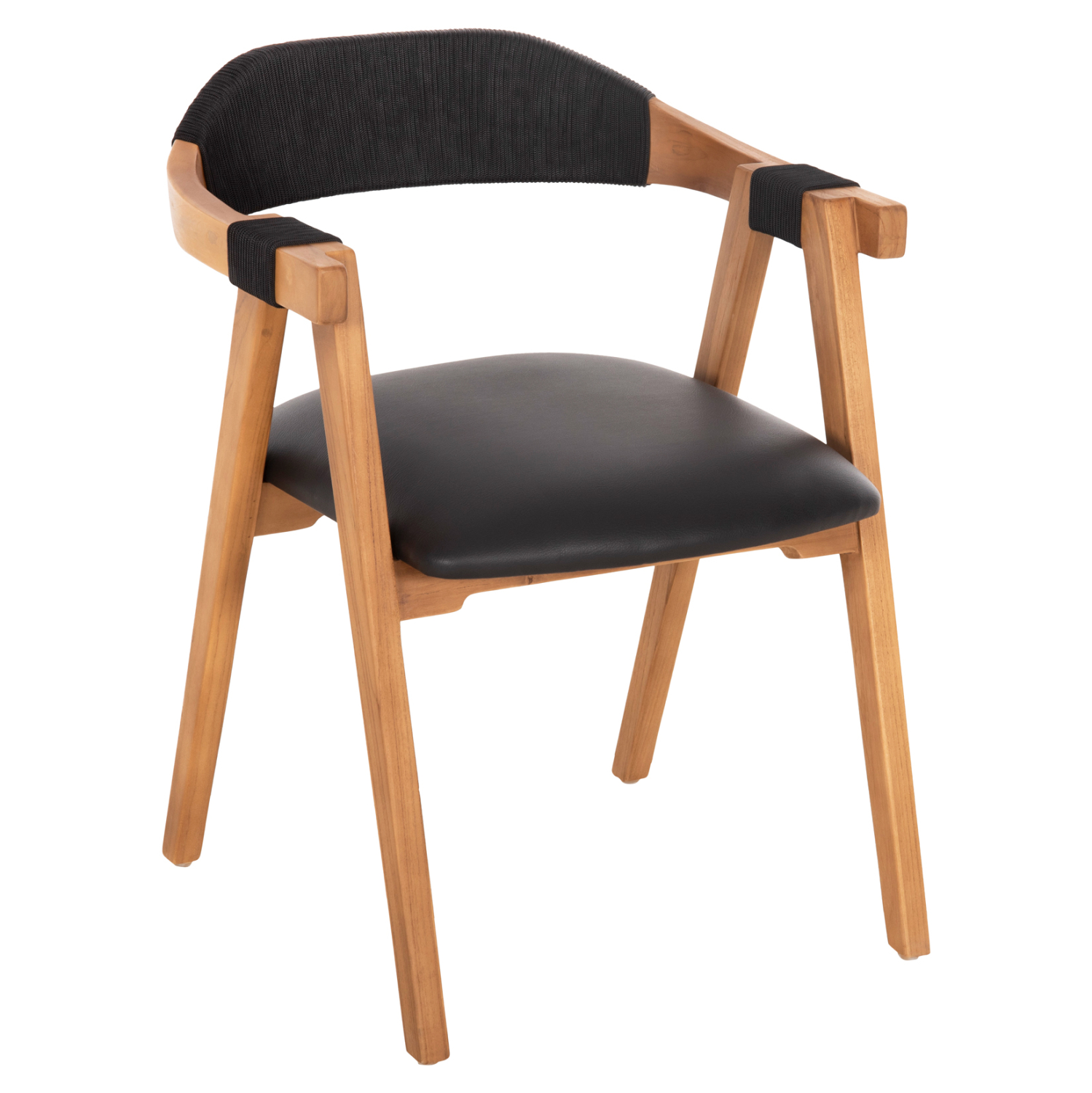 ΠΟΛΥΘΡΟΝΑ RIMINI HM9867.02 ΞΥΛΟ TEAK ΦΥΣΙΚΟ-ΜΑΥΡΟ ΣΧΟΙΝΙ &amp; PU ΚΑΘΙΣΜΑ 60x61x76Υεκ. 1