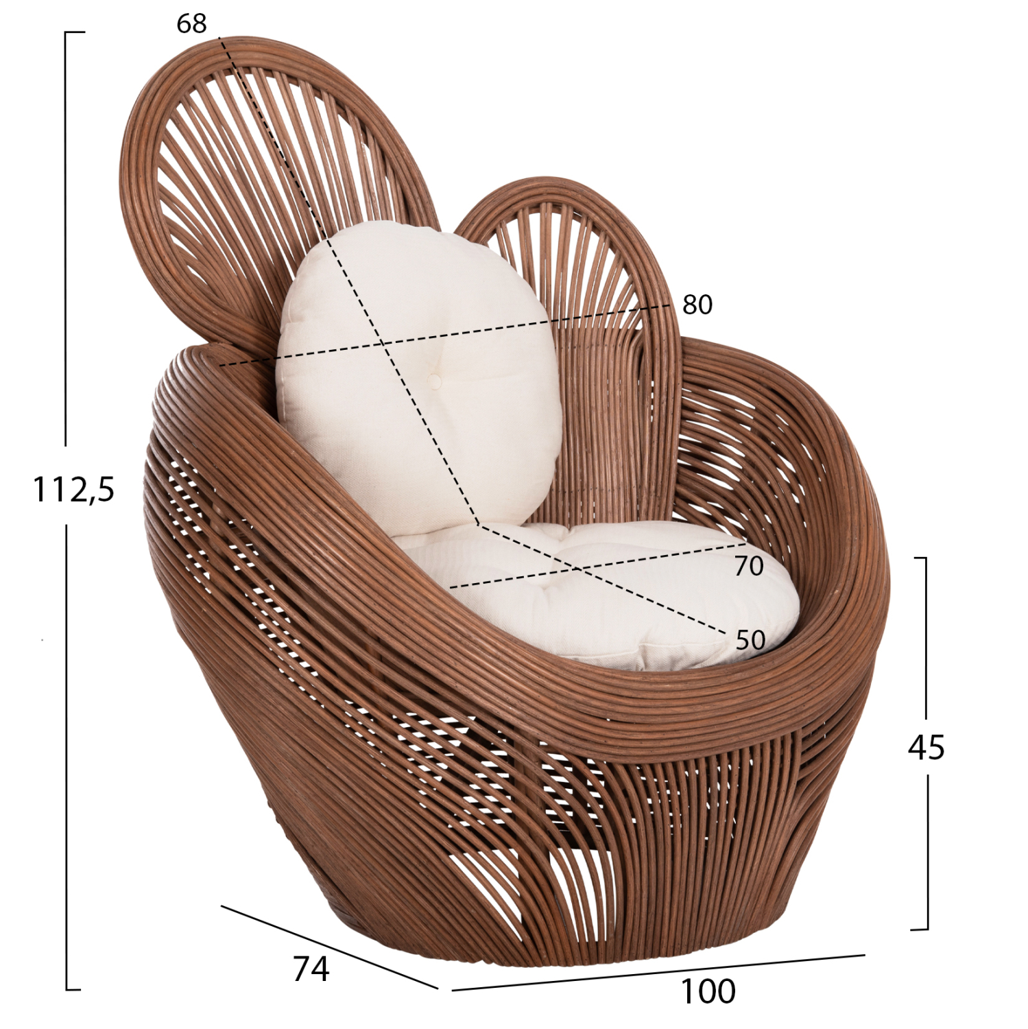 ΠΟΛΥΘΡΟΝΑ CIRCE HM9883 RATTAN ΚΑΦΕ-ΜΑΞΙΛΑΡΙΑ ΕΚΡΟΥ 100x74x112,5Υεκ. 2