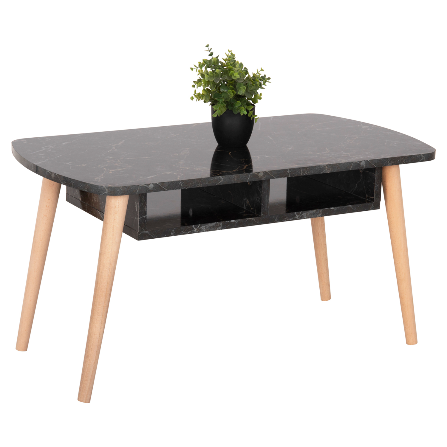 ΤΡΑΠΕΖΙ ΣΑΛΟΝΙΟΥ SLIVEN HM18178.02 ΜΕΛΑΜΙΝΗ ΜΑΥΡΟ ΜΑΡΜΑΡΟ-ΠΟΔΙΑ ΦΥΣΙΚΟ 90x50x47,5Υεκ 1