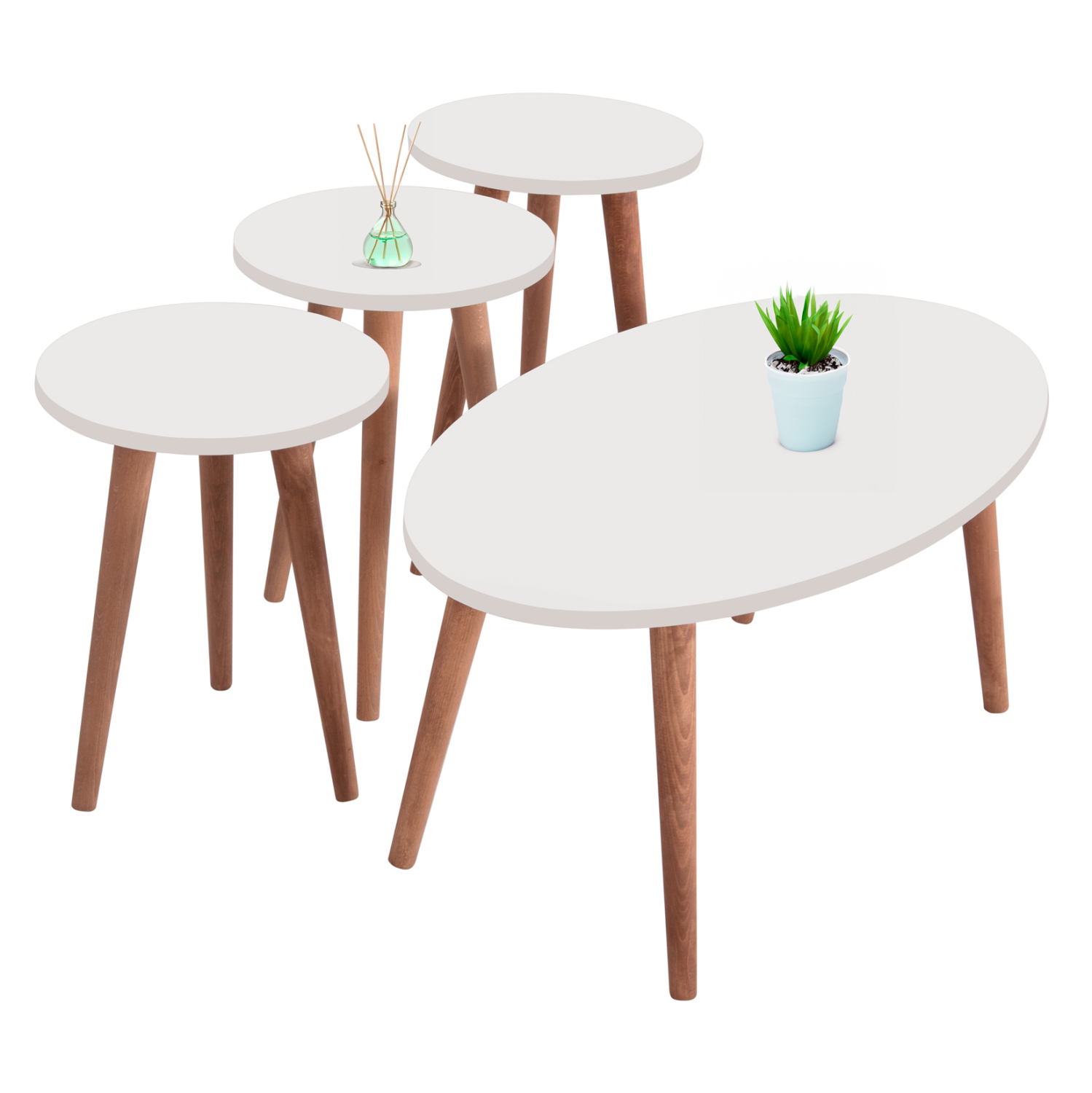 ΣΕΤ ΤΡΑΠΕΖΙ ΣΑΛΟΝΙΟΥ &amp; 3 ΒΟΗΘ.ΤΡΑΠΕΖΑΚΙΑ VITAL HM18180.01 ΜΕΛΑΜΙΝΗ ΛΕΥΚΗ-ΞΥΛΟ SONAMA 1