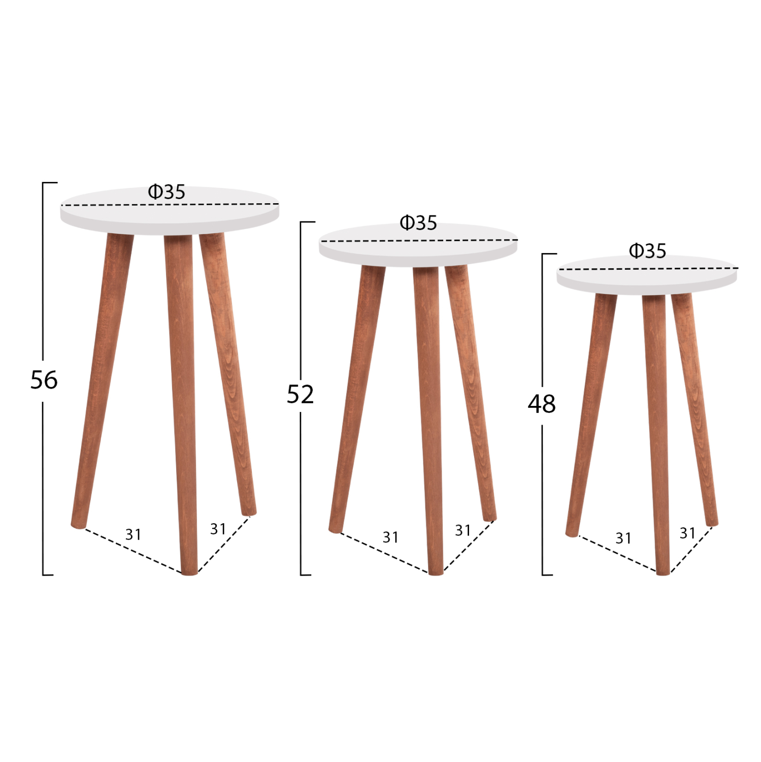 ΣΕΤ ΤΡΑΠΕΖΙ ΣΑΛΟΝΙΟΥ &amp; 3 ΒΟΗΘ.ΤΡΑΠΕΖΑΚΙΑ VITAL HM18180.01 ΜΕΛΑΜΙΝΗ ΛΕΥΚΗ-ΞΥΛΟ SONAMA 2