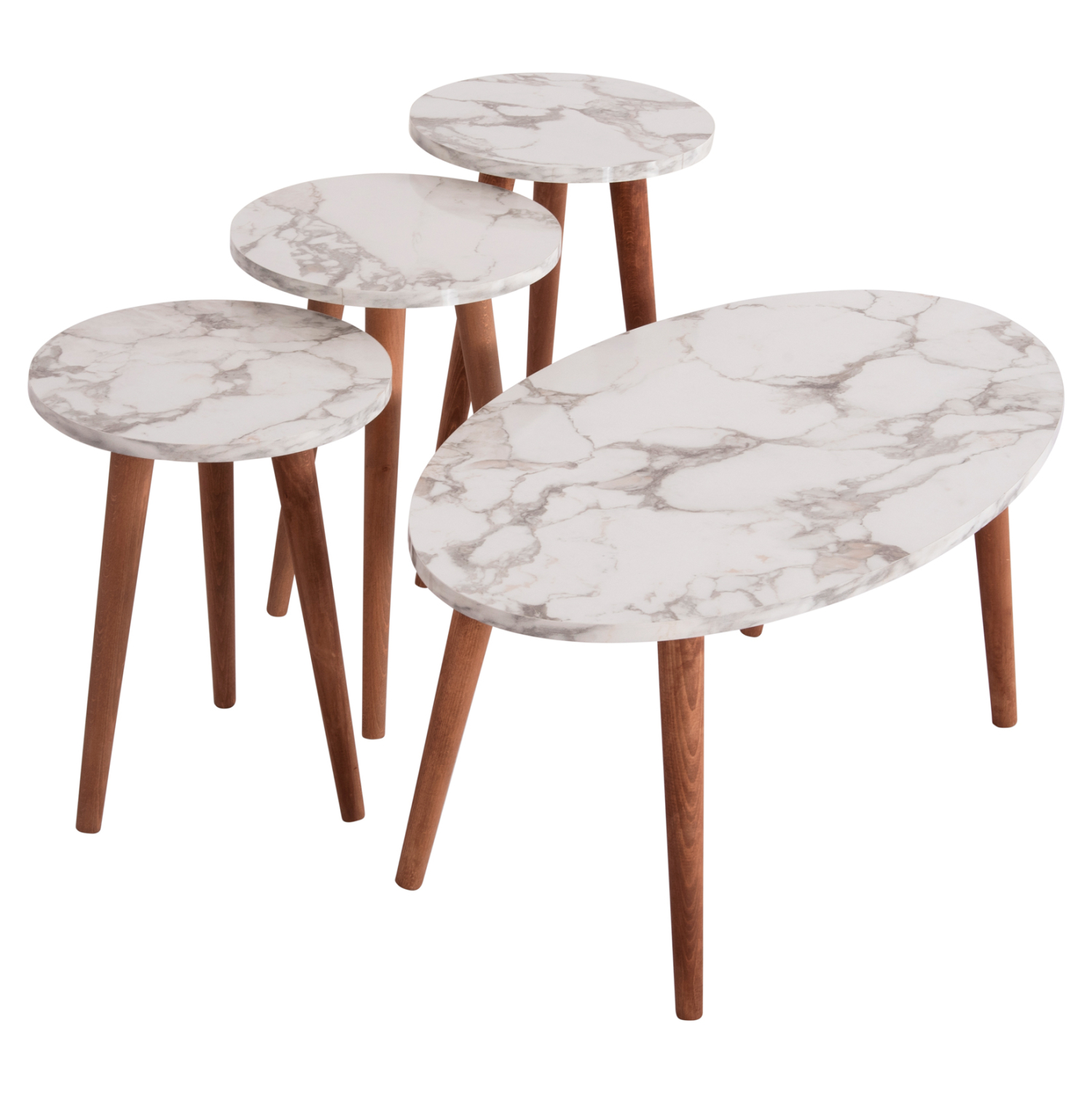 ΣΕΤ ΤΡΑΠΕΖΙ ΣΑΛΟΝΙΟΥ &amp; 3 ΒΟΗΘ.ΤΡΑΠΕΖΙΑ VITAL HM18180.03 ΜΕΛΑΜΙΝΗ ΛΕΥΚΟ ΜΑΡΜΑΡΟ-ΚΑΡΥΔΙ ΠΟΔΙΑ 1