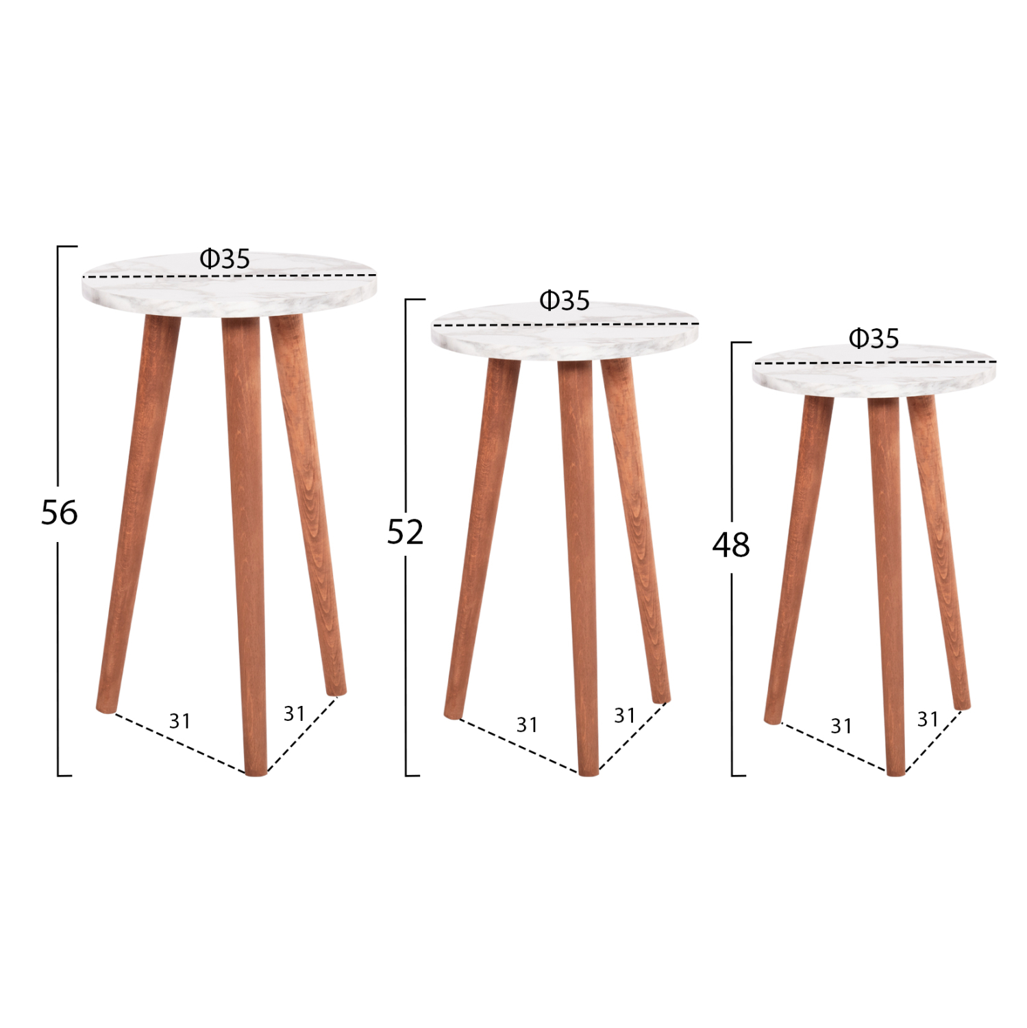 ΣΕΤ ΤΡΑΠΕΖΙ ΣΑΛΟΝΙΟΥ &amp; 3 ΒΟΗΘ.ΤΡΑΠΕΖΙΑ VITAL HM18180.03 ΜΕΛΑΜΙΝΗ ΛΕΥΚΟ ΜΑΡΜΑΡΟ-ΚΑΡΥΔΙ ΠΟΔΙΑ 2