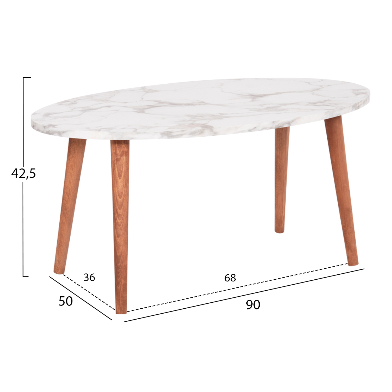 ΣΕΤ ΤΡΑΠΕΖΙ ΣΑΛΟΝΙΟΥ &amp; 3 ΒΟΗΘ.ΤΡΑΠΕΖΙΑ VITAL HM18180.03 ΜΕΛΑΜΙΝΗ ΛΕΥΚΟ ΜΑΡΜΑΡΟ-ΚΑΡΥΔΙ ΠΟΔΙΑ 3