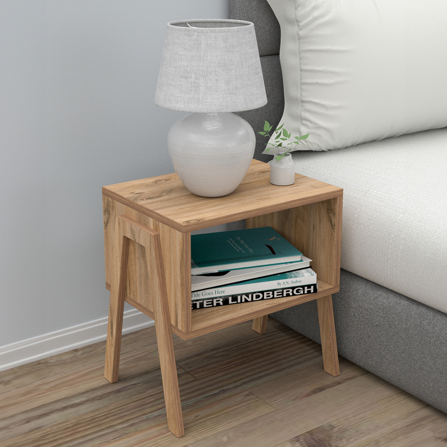 ΚΟΜΟΔΙΝΟ JAKE HM18182.04 ΜΕΛΑΜΙΝΗ ΣΕ ΦΥΣΙΚΟ ΞΥΛΟΥ 48x35x49Υεκ. 2