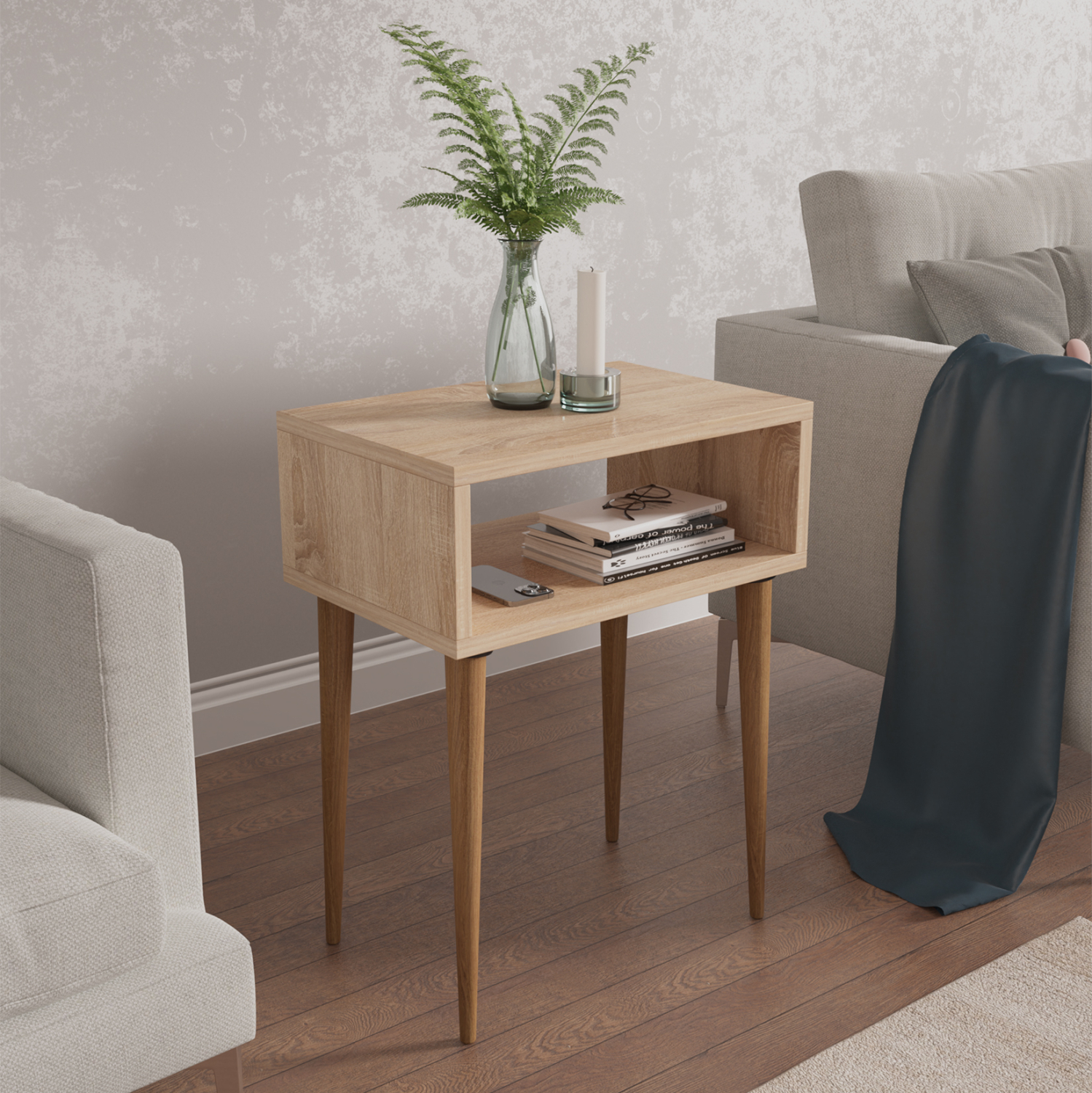 ΚΟΜΟΔΙΝΟ TODD HM18183.03 ΜΕΛΑΜΙΝΗ ΣΟΝΑΜΑ-ΠΟΔΙΑ ΣΕ ΦΥΣΙΚΟ 45x30x58Υεκ. 2