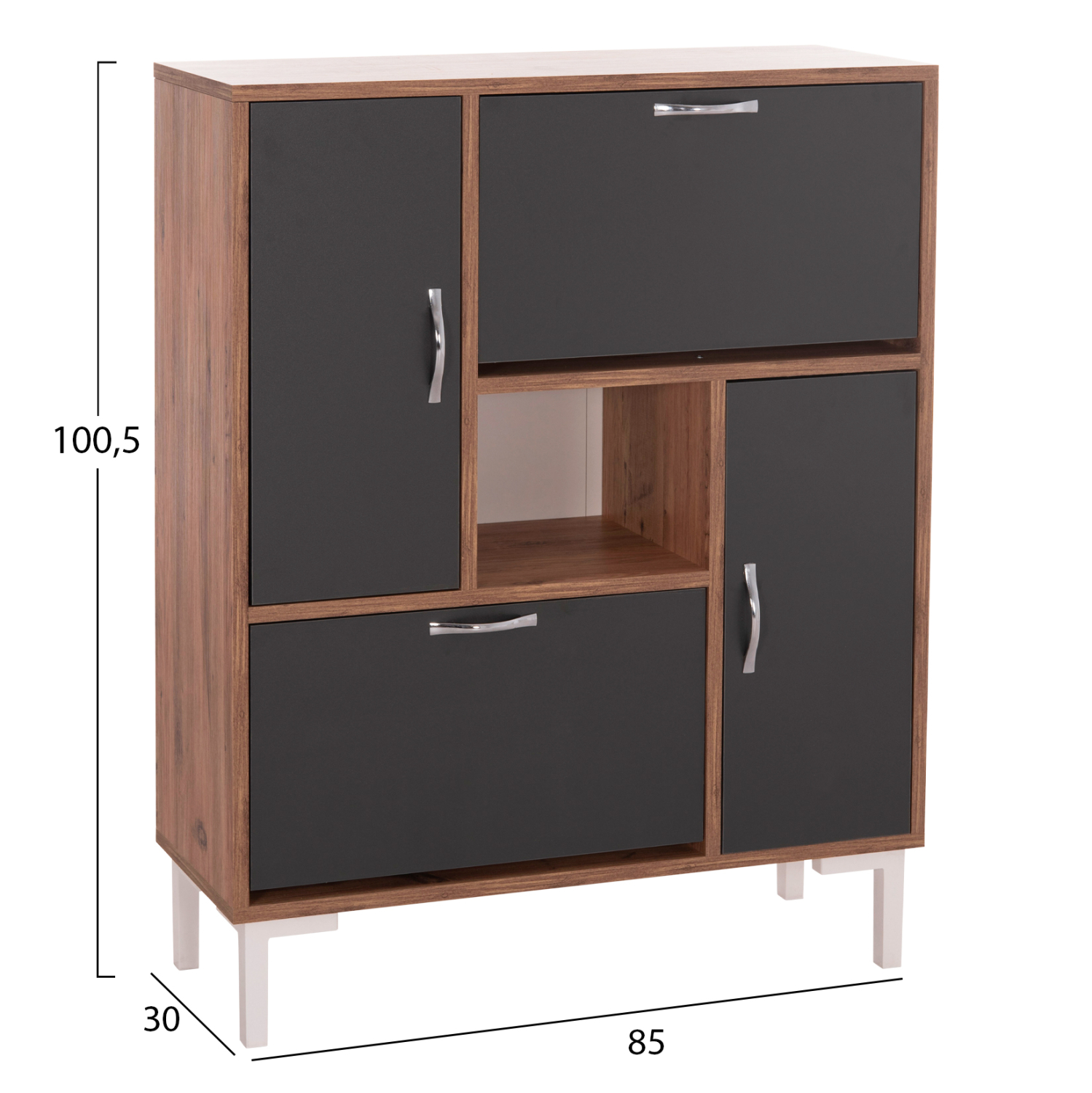ΠΑΠΟΥΤΣΟΘΗΚΗ MEDY HM18187.02 ΜΕΛΑΜΙΝΗ ΣΕ ΦΥΣΙΚΟ &amp; ΑΝΘΡΑΚΙ-ΜΑΥΡΑ ΠΟΔΙΑ 85x30x108.5Υεκ 2