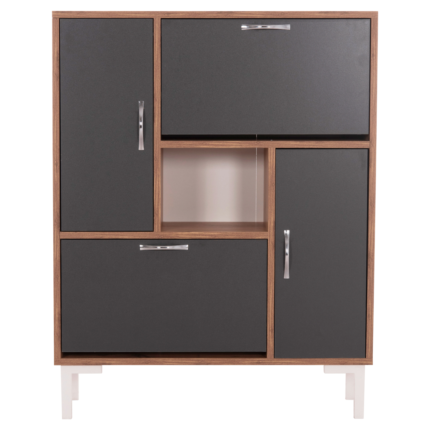 ΠΑΠΟΥΤΣΟΘΗΚΗ MEDY HM18187.02 ΜΕΛΑΜΙΝΗ ΣΕ ΦΥΣΙΚΟ &amp; ΑΝΘΡΑΚΙ-ΜΑΥΡΑ ΠΟΔΙΑ 85x30x108.5Υεκ 4
