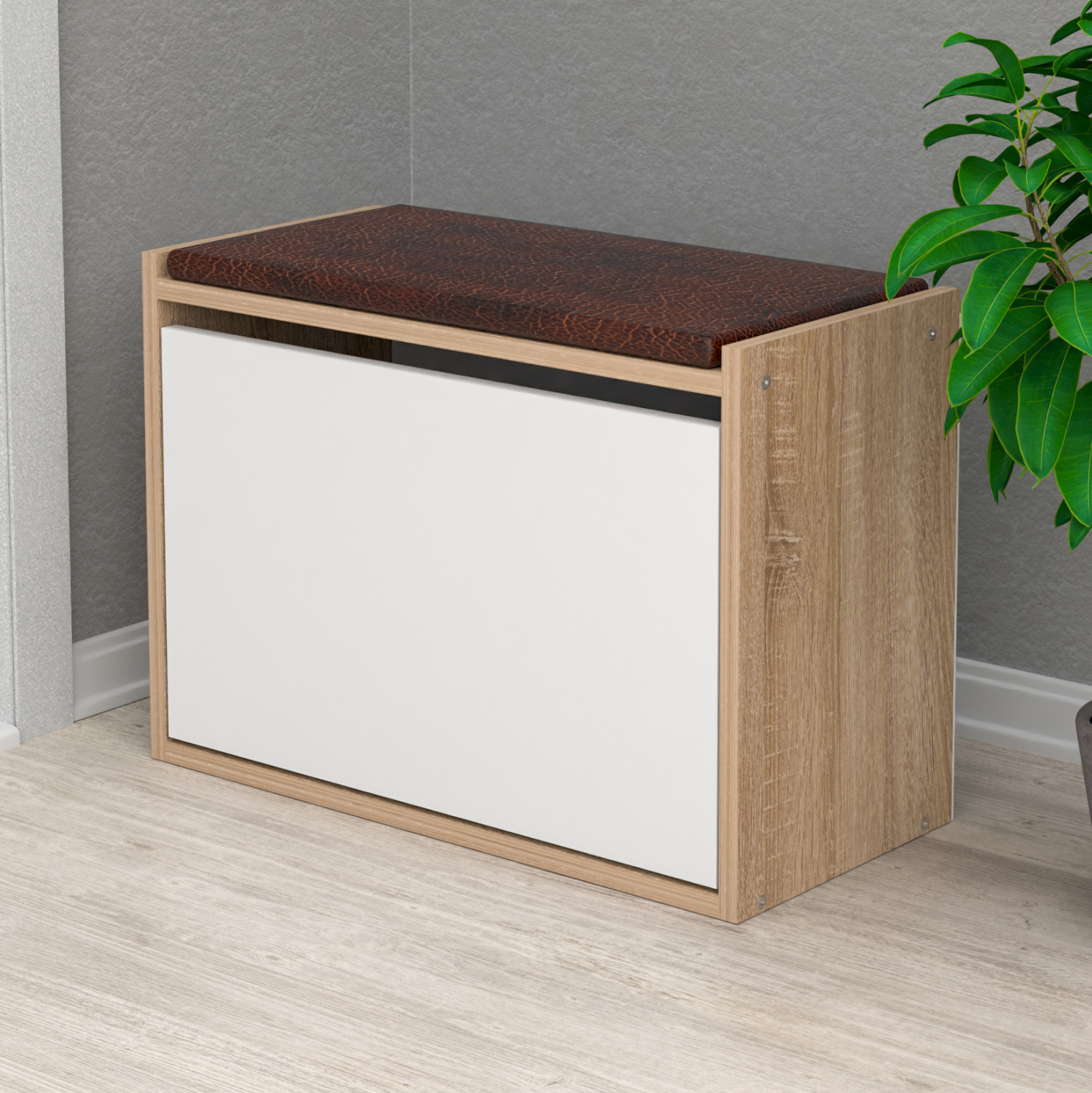 ΠΑΠΟΥΤΣΟΘΗΚΗ ΜΕ ΚΑΘΙΣΜΑ VIDAL HM18190.01 ΜΕΛΑΜΙΝΗ ΣΕ ΣΟΝΑΜΑ-ΛΕΥΚΟ 60x30x45Υεκ. 3