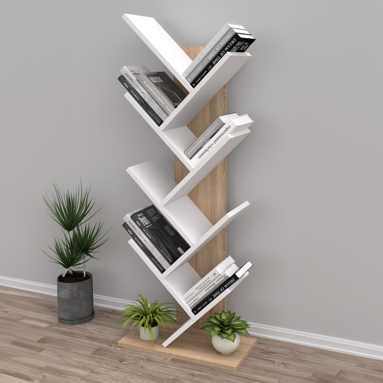 ΒΙΒΛΙΟΘΗΚΗ LIANA HM18193.03 ΜΕΛΑΜΙΝΗ SONAMA-ΛΕΥΚΗ 53x27x138Υεκ. 3