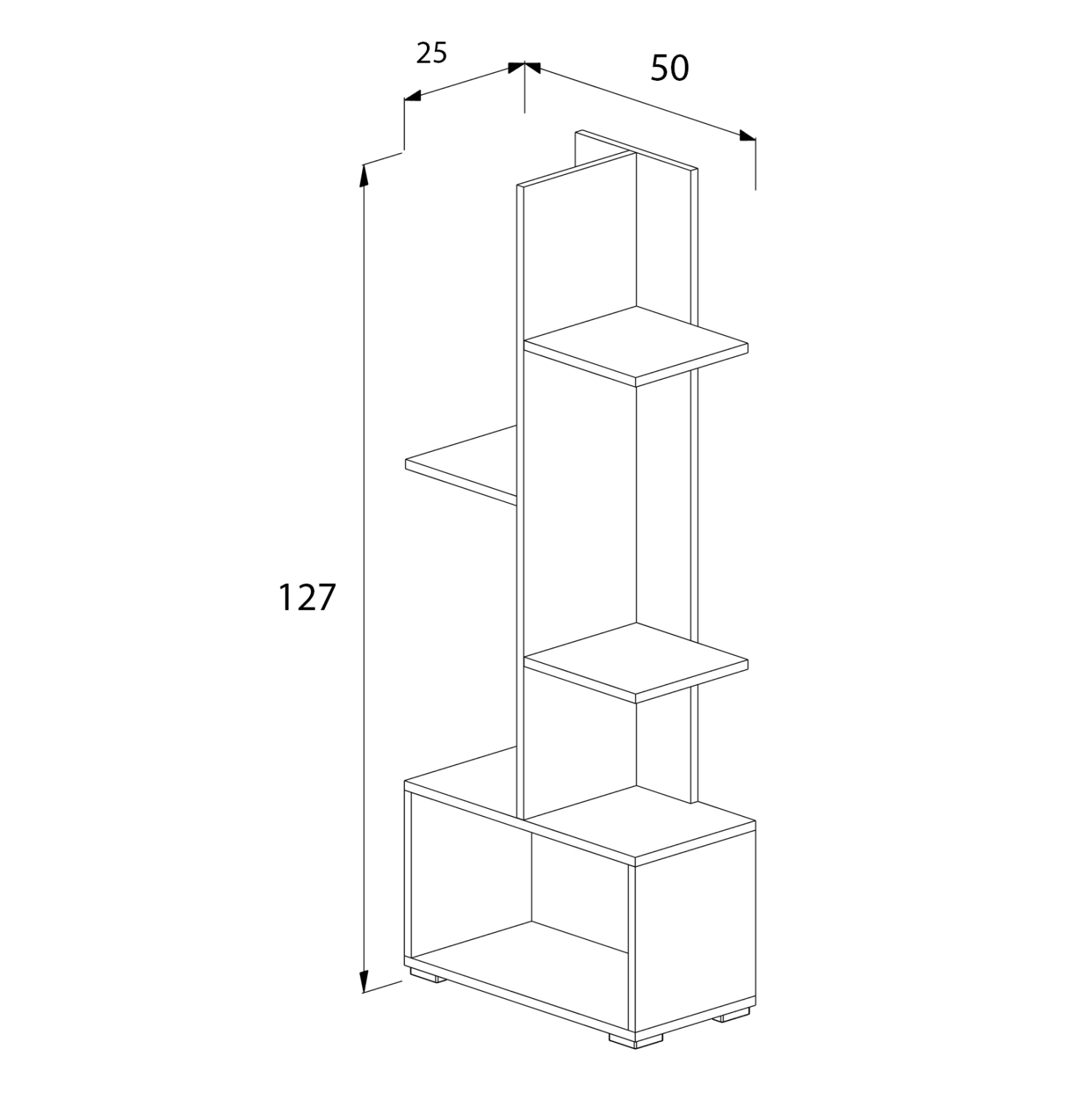 ΒΙΒΛΙΟΘΗΚΗ TRIVIO HM18195.03 ΜΕΛΑΜΙΝΗ ΣΕ ΛΕΥΚΟ-ATLANTIS GREEN 50x25x127Υεκ. 2