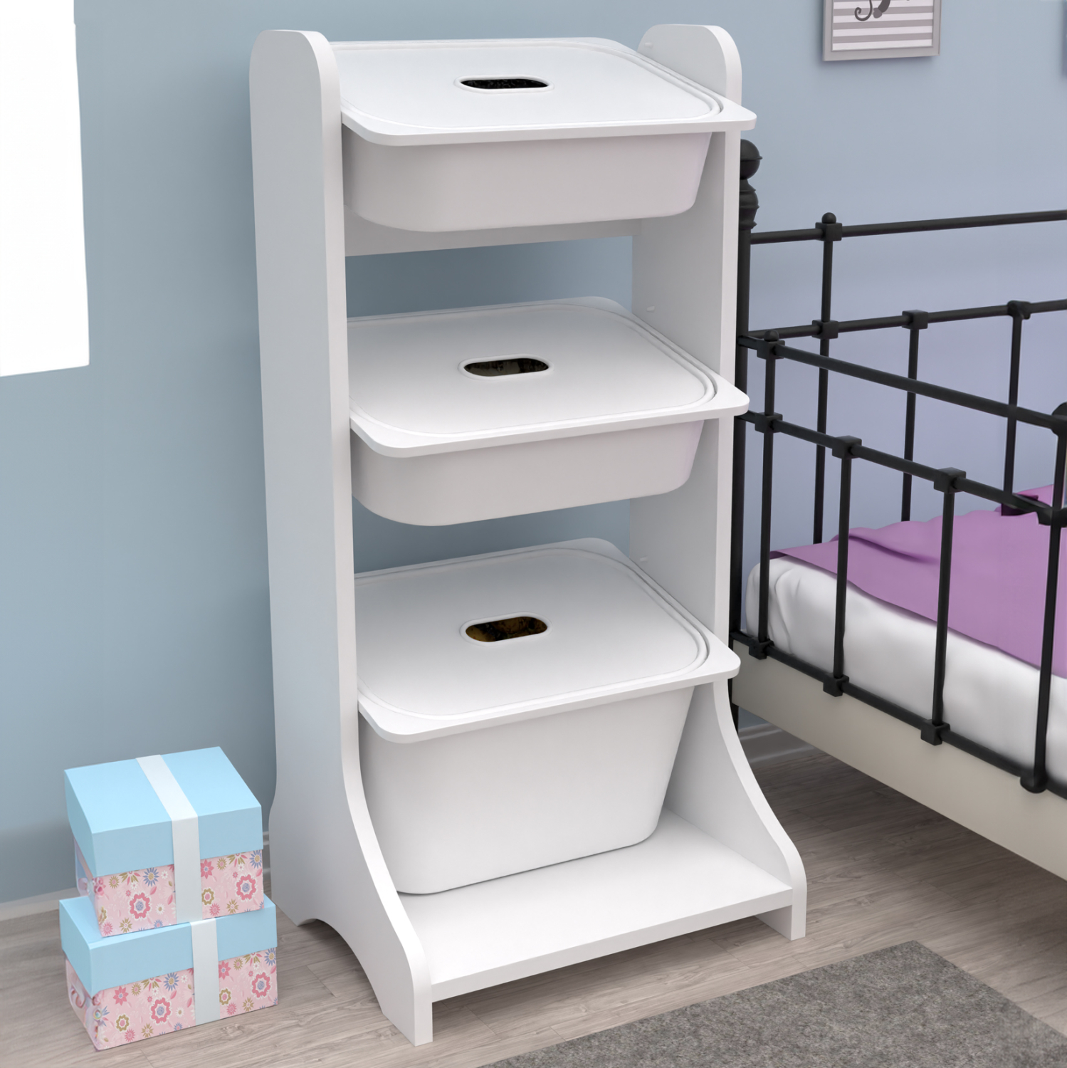 ΕΠΙΠΛΟ ΑΠΟΘΗΚΕΥΣΗΣ FRED HM18207.01 ΛΕΥΚΗ ΜΕΛΑΜΙΝΗ 44x35x90Υεκ. 4