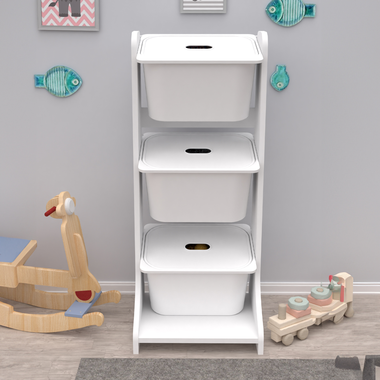 ΕΠΙΠΛΟ ΑΠΟΘΗΚΕΥΣΗΣ FRED HM18208.01 ΛΕΥΚΗ ΜΕΛΑΜΙΝΗ 44x35x107Υεκ. 5