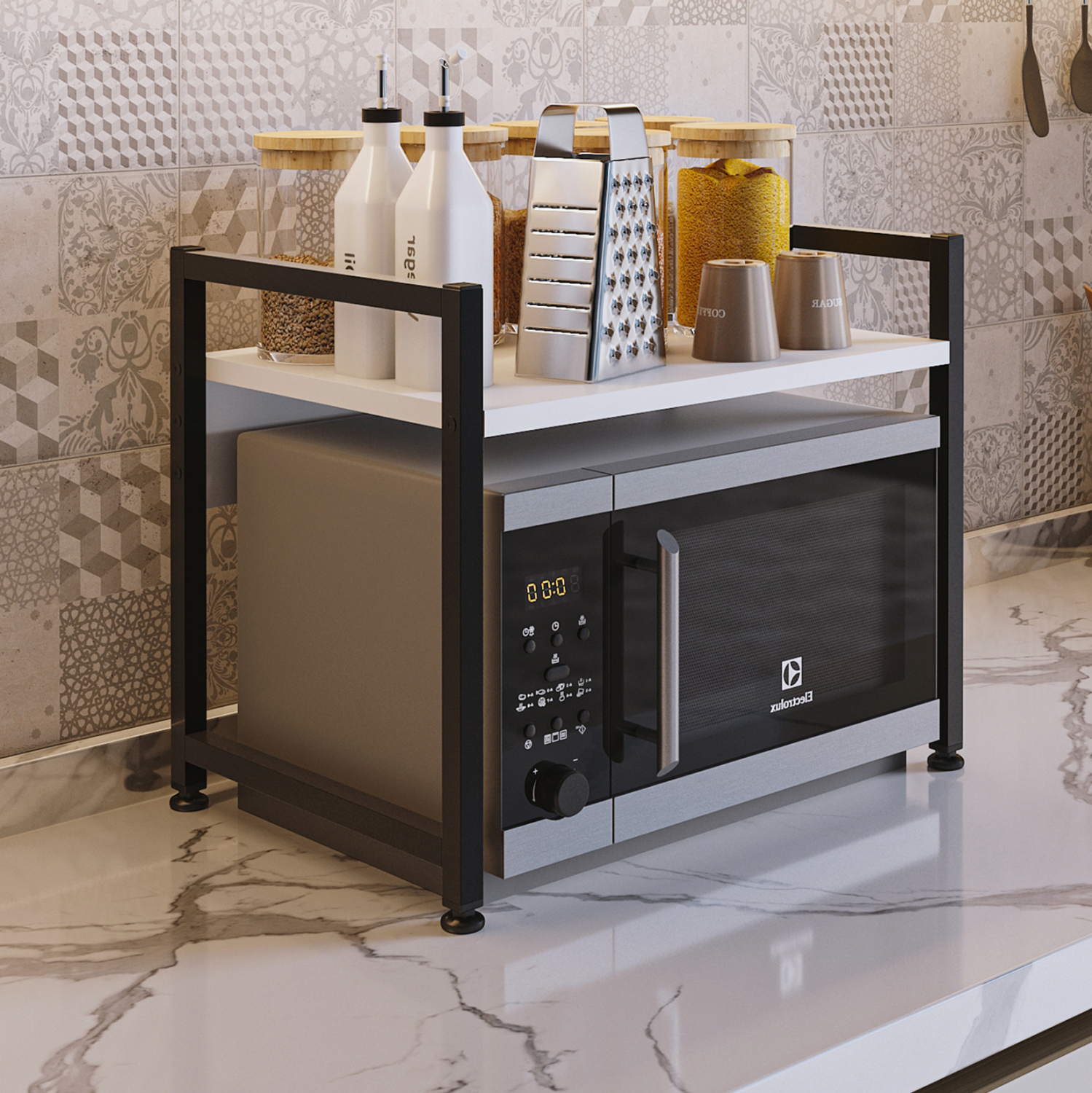 ΡΑΦΙ ΠΑΓΚΟΥ ΚΟΥΖΙΝΑΣ BECKO HM18219.01 ΜΕΛΑΜΙΝΗ ΣΕ ΛΕΥΚΟ-ΜΑΥΡΟ ΜΕΤΑΛΛΟ 53x35x41Υεκ. 4