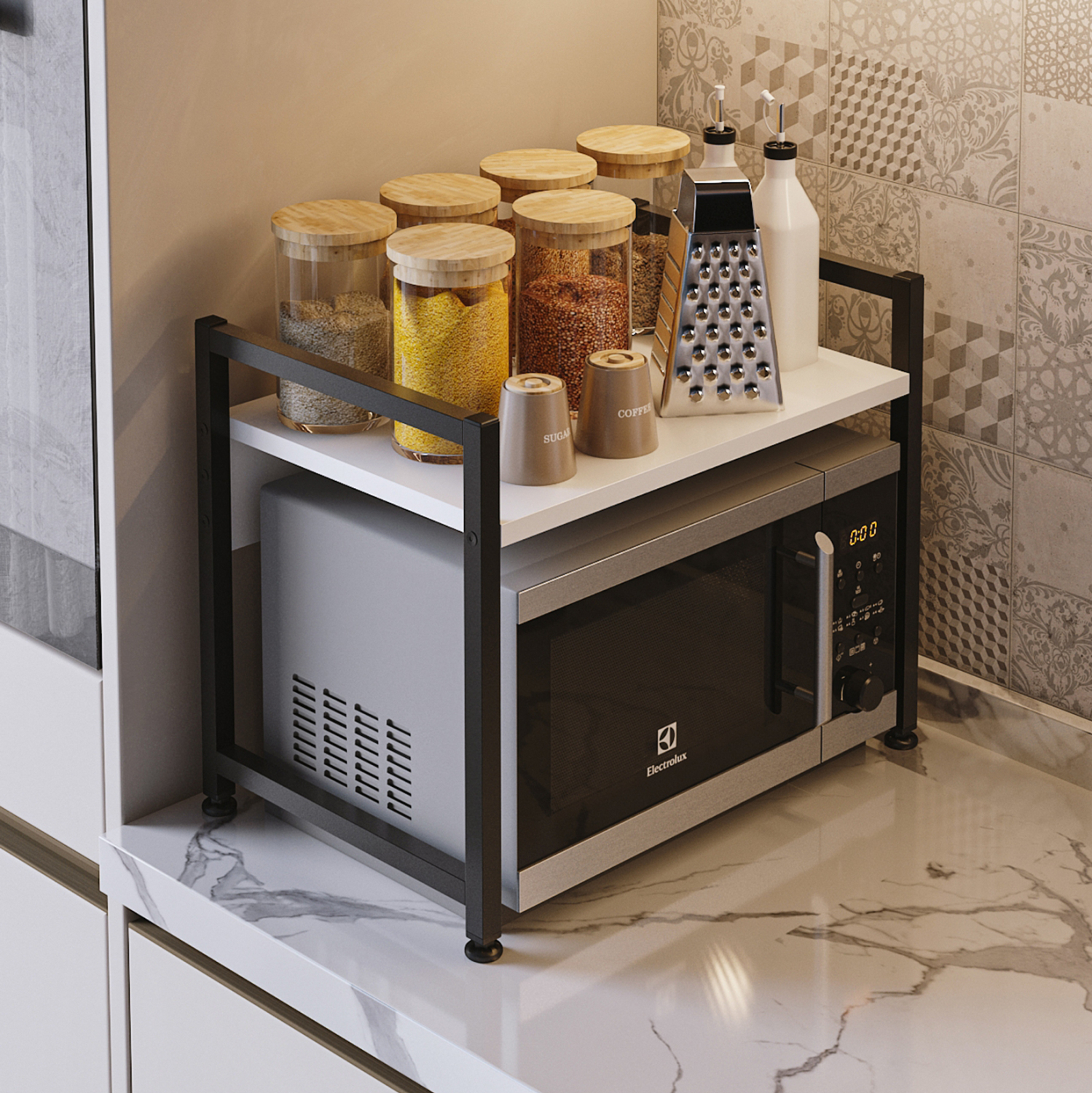 ΡΑΦΙ ΠΑΓΚΟΥ ΚΟΥΖΙΝΑΣ BECKO HM18219.01 ΜΕΛΑΜΙΝΗ ΣΕ ΛΕΥΚΟ-ΜΑΥΡΟ ΜΕΤΑΛΛΟ 53x35x41Υεκ. 5