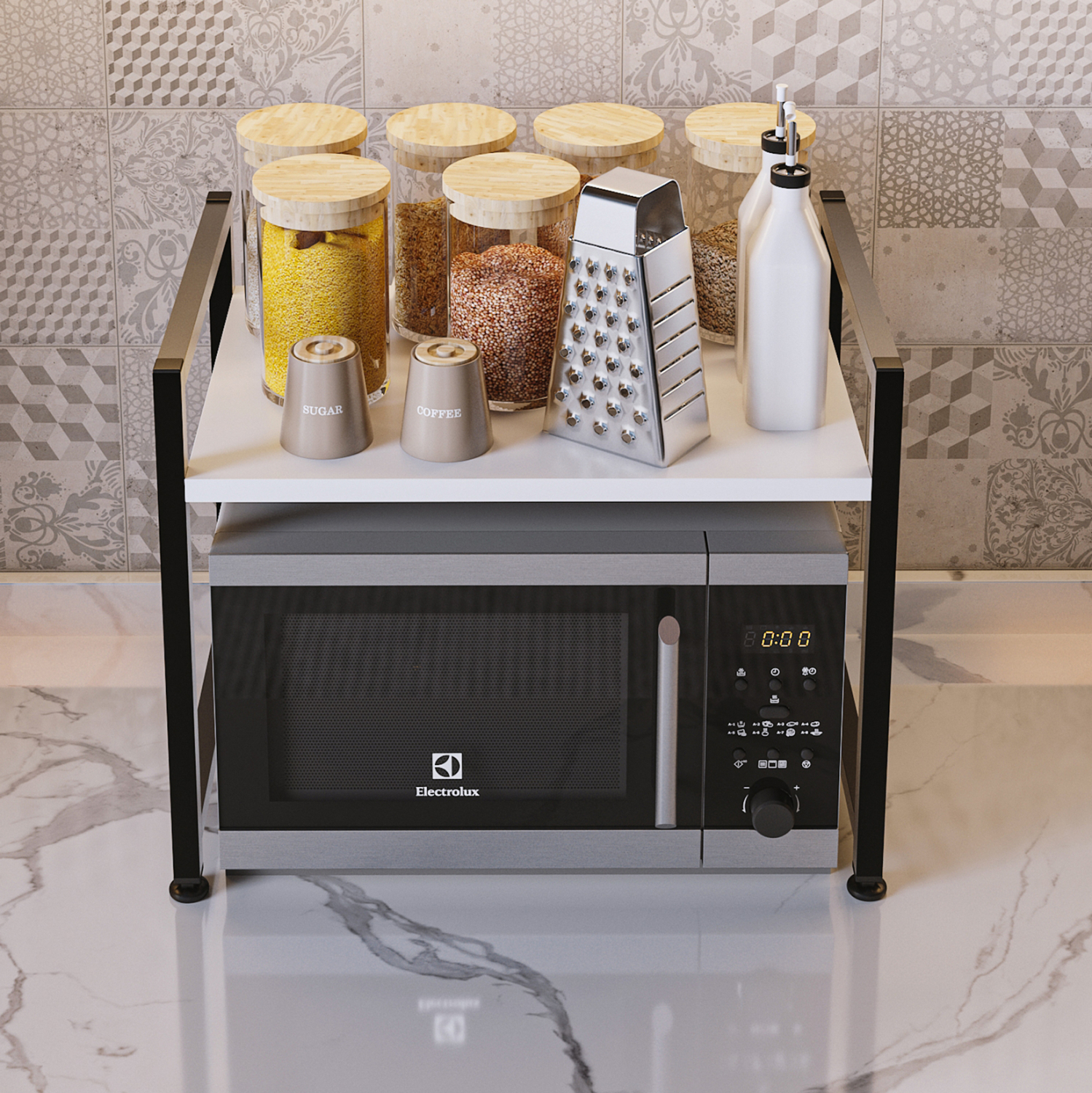 ΡΑΦΙ ΠΑΓΚΟΥ ΚΟΥΖΙΝΑΣ BECKO HM18219.01 ΜΕΛΑΜΙΝΗ ΣΕ ΛΕΥΚΟ-ΜΑΥΡΟ ΜΕΤΑΛΛΟ 53x35x41Υεκ. 6