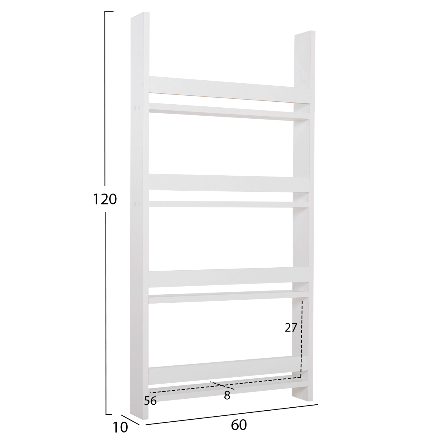 ΡΑΦΙΕΡΑ ΤΟΙΧΟΥ SANI HM18224.01 ΜΕΛΑΜΙΝΗ ΣΕ ΛΕΥΚΟ 60x10x120Υεκ. (4 ΡΑΦΙΑ) 2