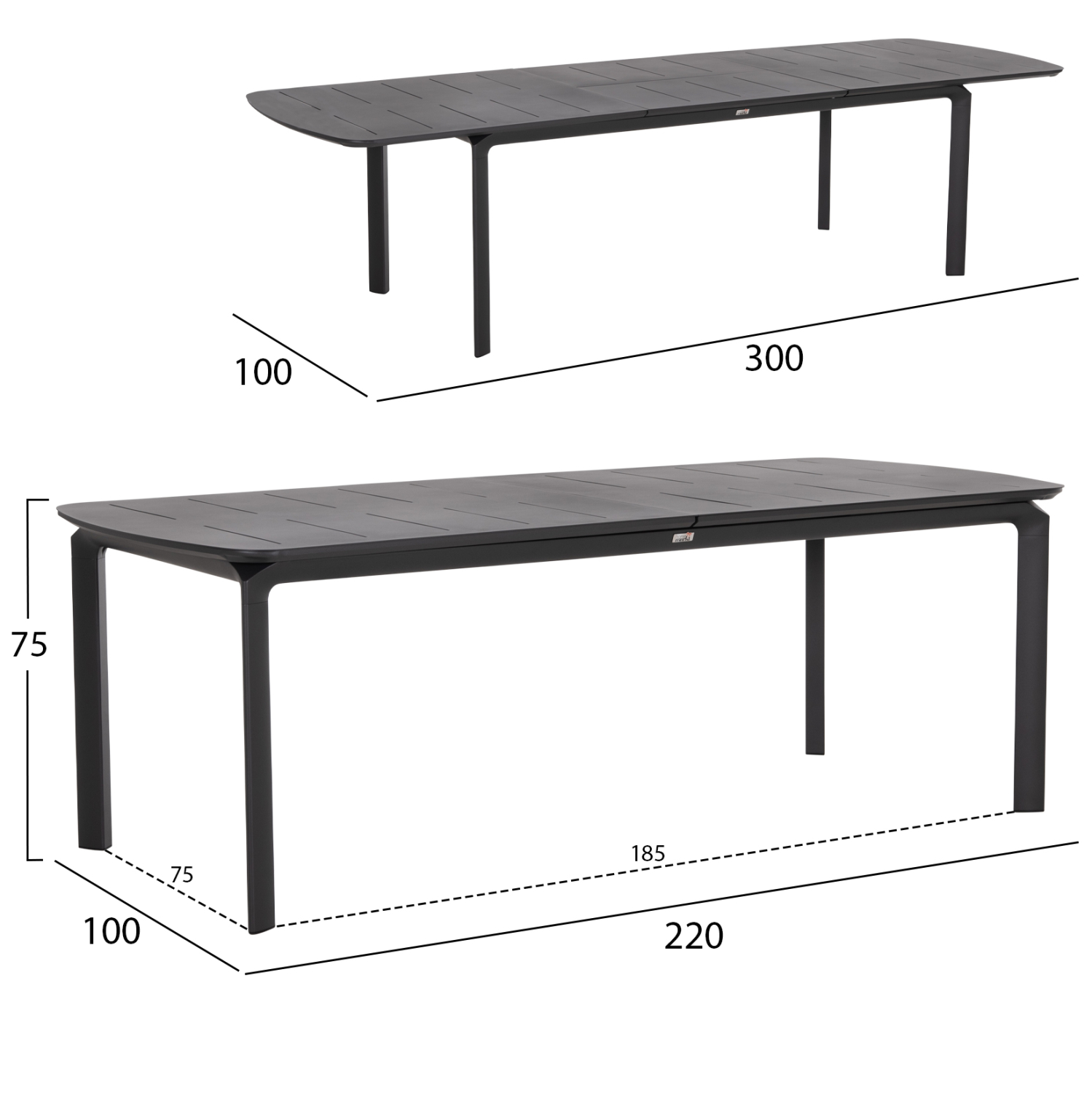 ΤΡΑΠΕΖΙ ΕΠΕΚΤΕΙΝΟΜΕΝΟ SYMPO HM6415.01 ΓΚΡΙ ΑΛΟΥΜΙΝΙΟ 220-300x100x75Υεκ 2