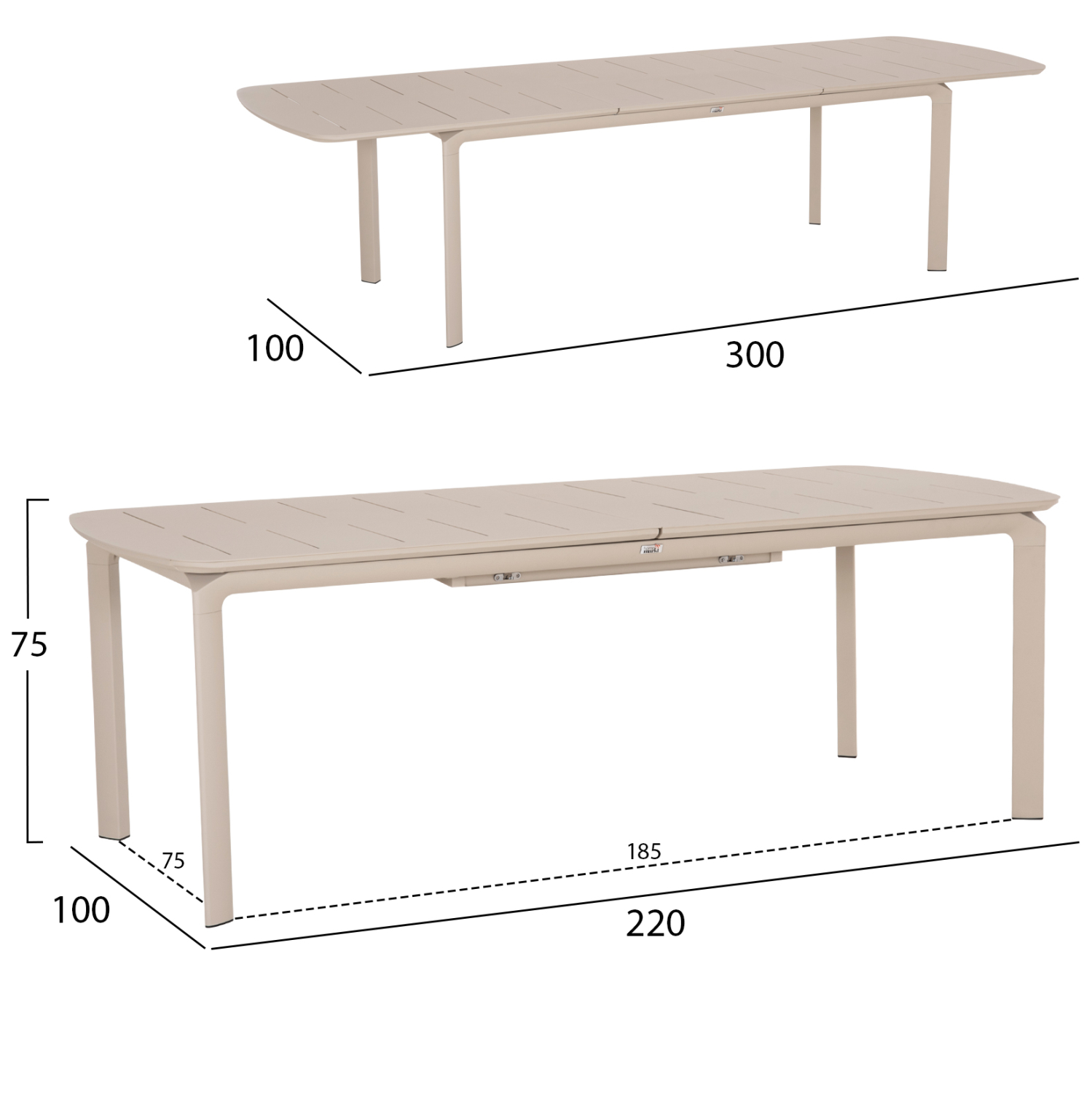 ΤΡΑΠΕΖΙ ΕΠΕΚΤΕΙΝΟΜΕΝΟ SYMPO HM6415.05 ΜΠΕΖ ΑΛΟΥΜΙΝΙΟ 220-300x100x75Υεκ 2