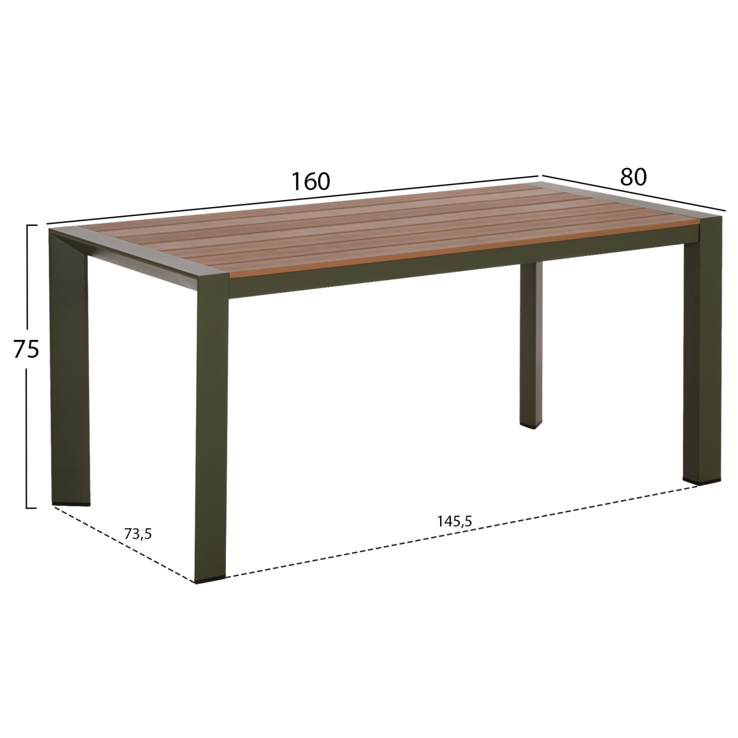 ΤΡΑΠΕΖΙ ΕΞΩΤ.ΧΩΡΟΥ GOYA HM6059.07 ΑΛΟΥΜΙΝΙΟ ΣE OLIVE GREEN &amp; POLYWOOD 160X80Χ75Υεκ. 2