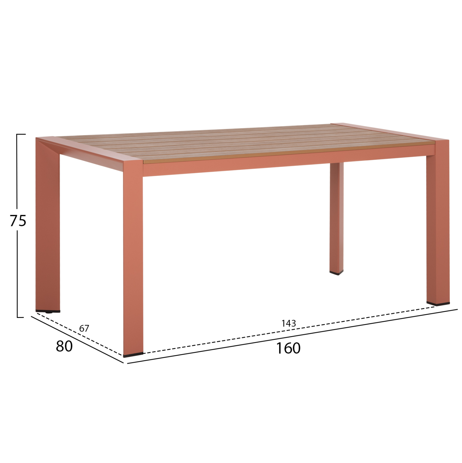 ΤΡΑΠΕΖΙ ΕΞΩΤ.ΧΩΡΟΥ GOYA HM6059.08 ΑΛΟΥΜΙΝΙΟ ΣE TERRACOTTA &amp; POLYWOOD 160X80Χ75Υεκ. 2