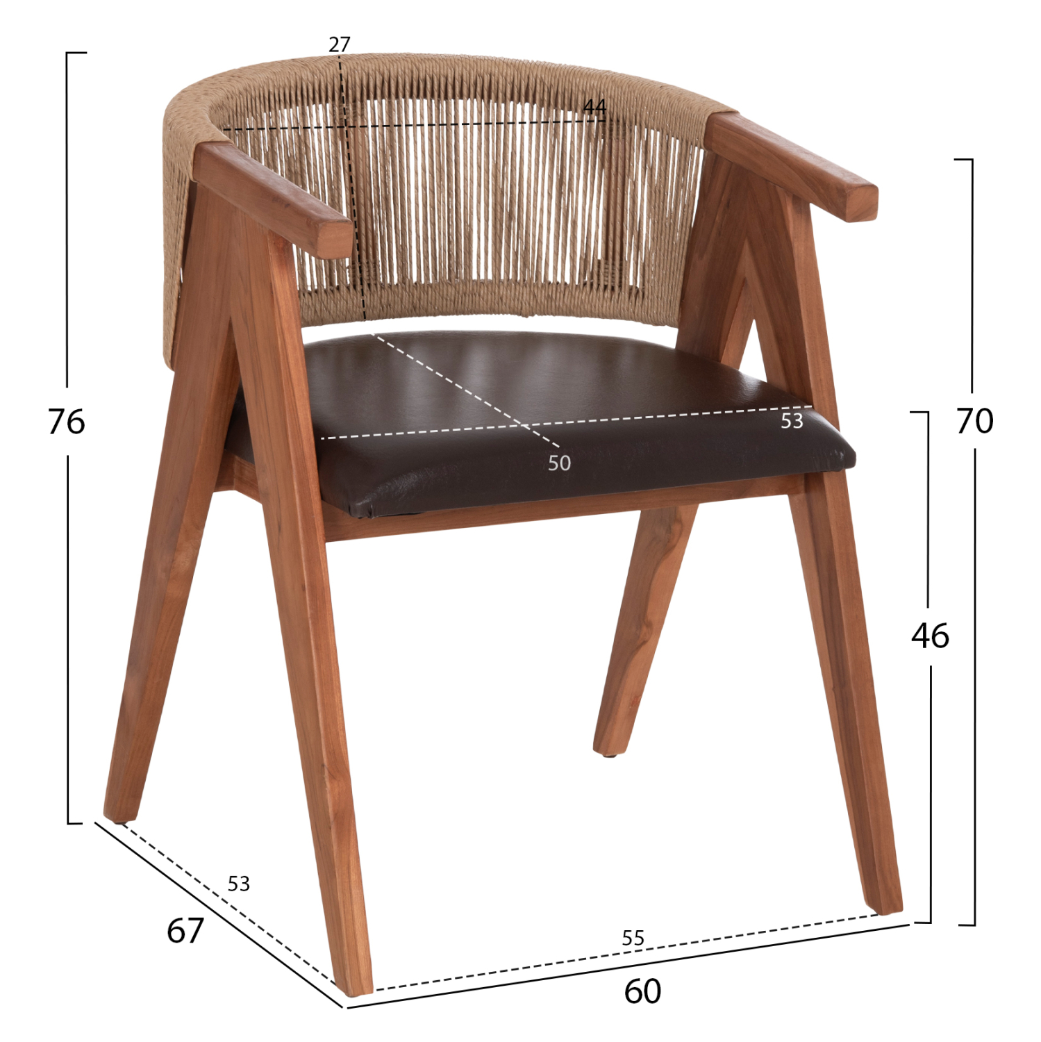 ΠΟΛΥΘΡΟΝΑ ΤΡΑΠΕΖΑΡΙΑΣ BRANN HM18238.11 ΞΥΛΟ ΤΕΑΚ-ΚΑΦΕ PU-ΣΧΟΙΝΙ 60x67x76Υεκ. 2