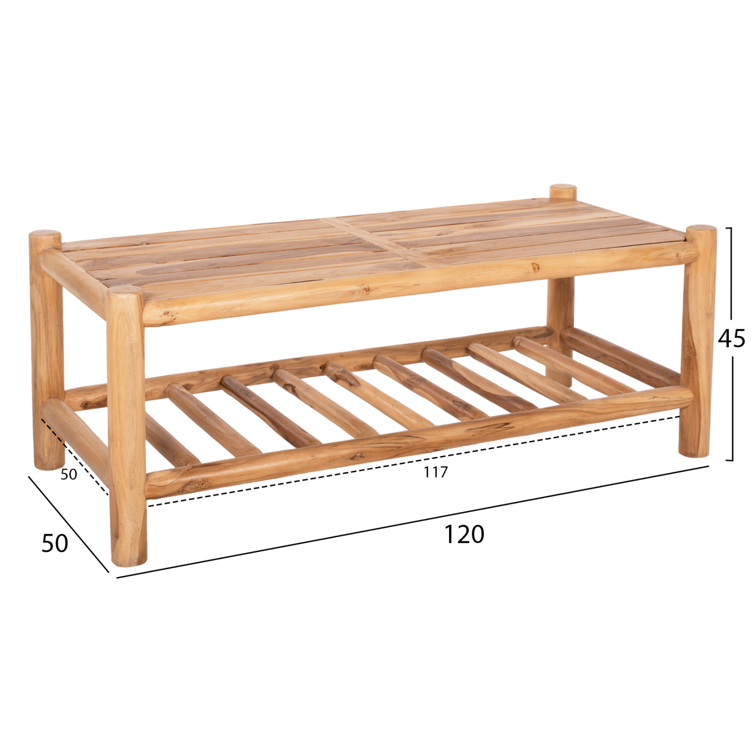 ΣΕΤ ΣΑΛΟΝΙ 4ΤΜΧ EDDARD HM9340 ΑΠΟ ΜΑΣΙΦ ΞΥΛΟ TEAK  ΦΥΣΙΚΟ - ΛΕΥΚΟ 4